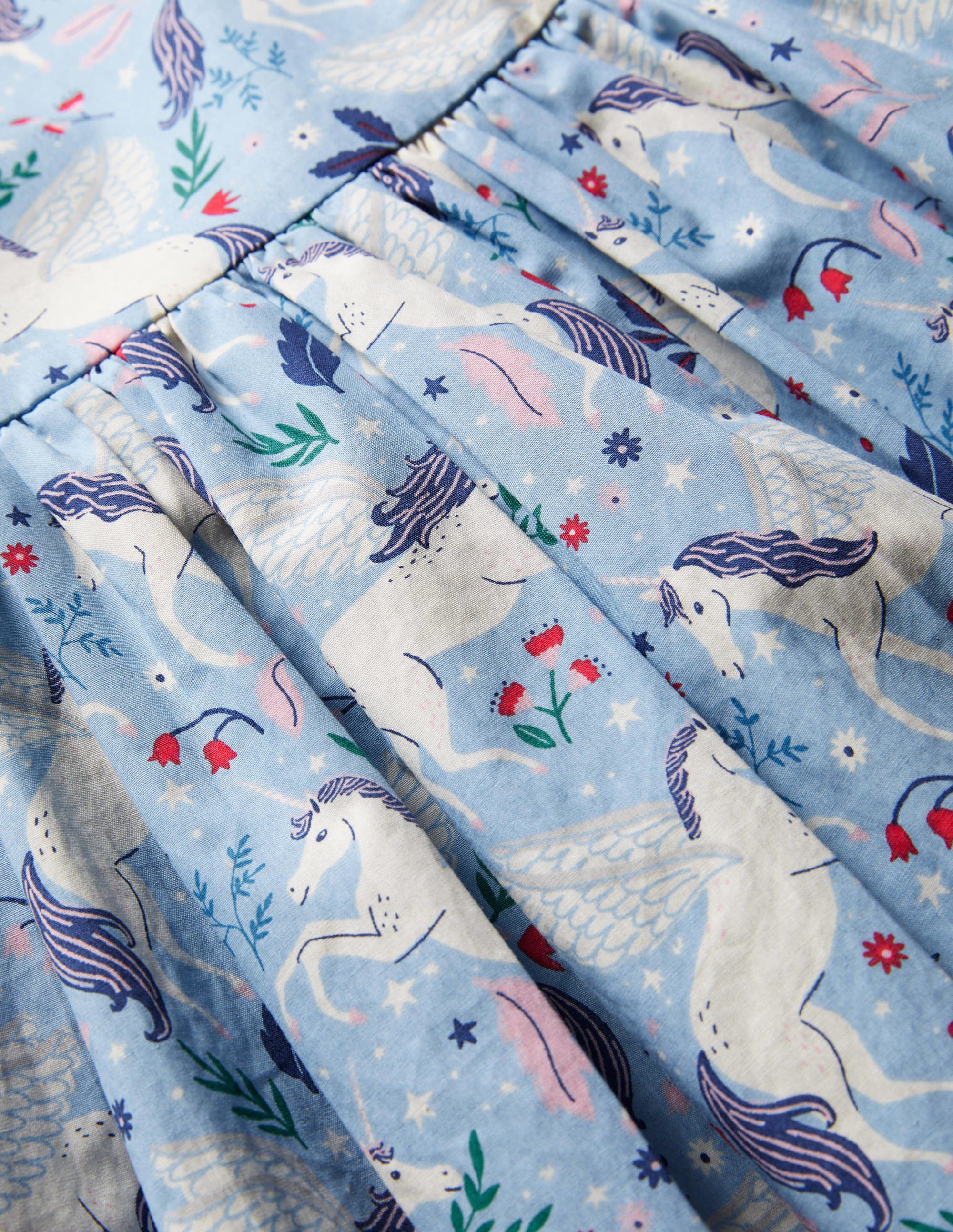 Unicorn Bow Party Dress-Dusty Blue/Ivory Unicorns - Image 3
