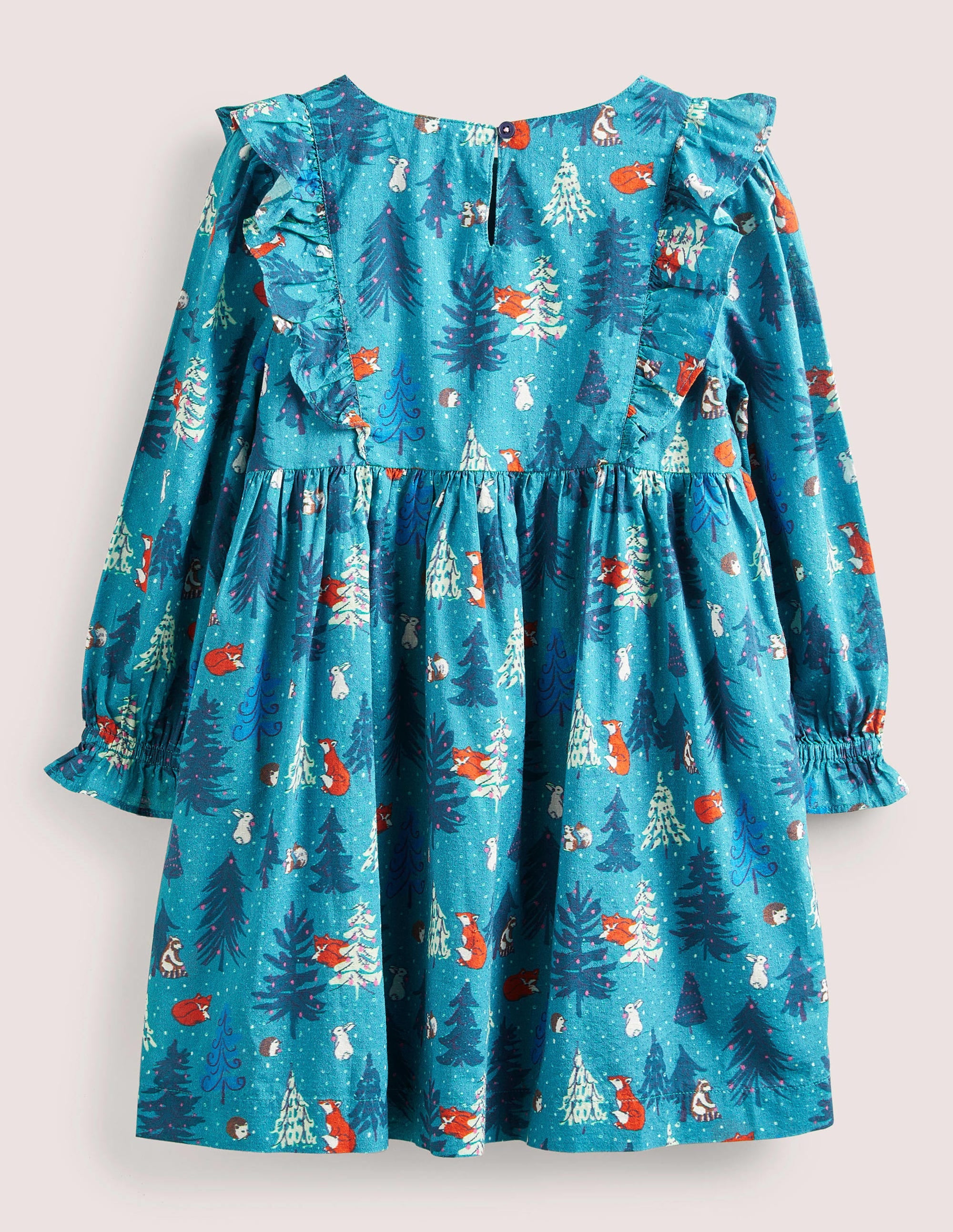Frill Tiered Woven Dress-Winter Woodland - Image 2
