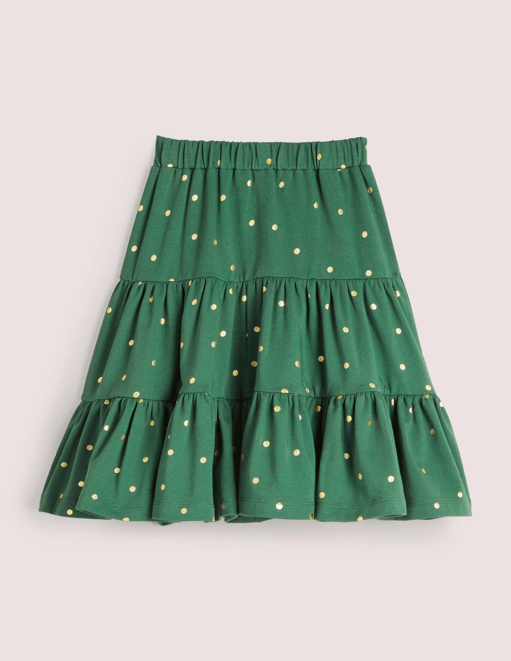 Three Tiered Midi Skirt-Trekking Green/Gold Spot-2