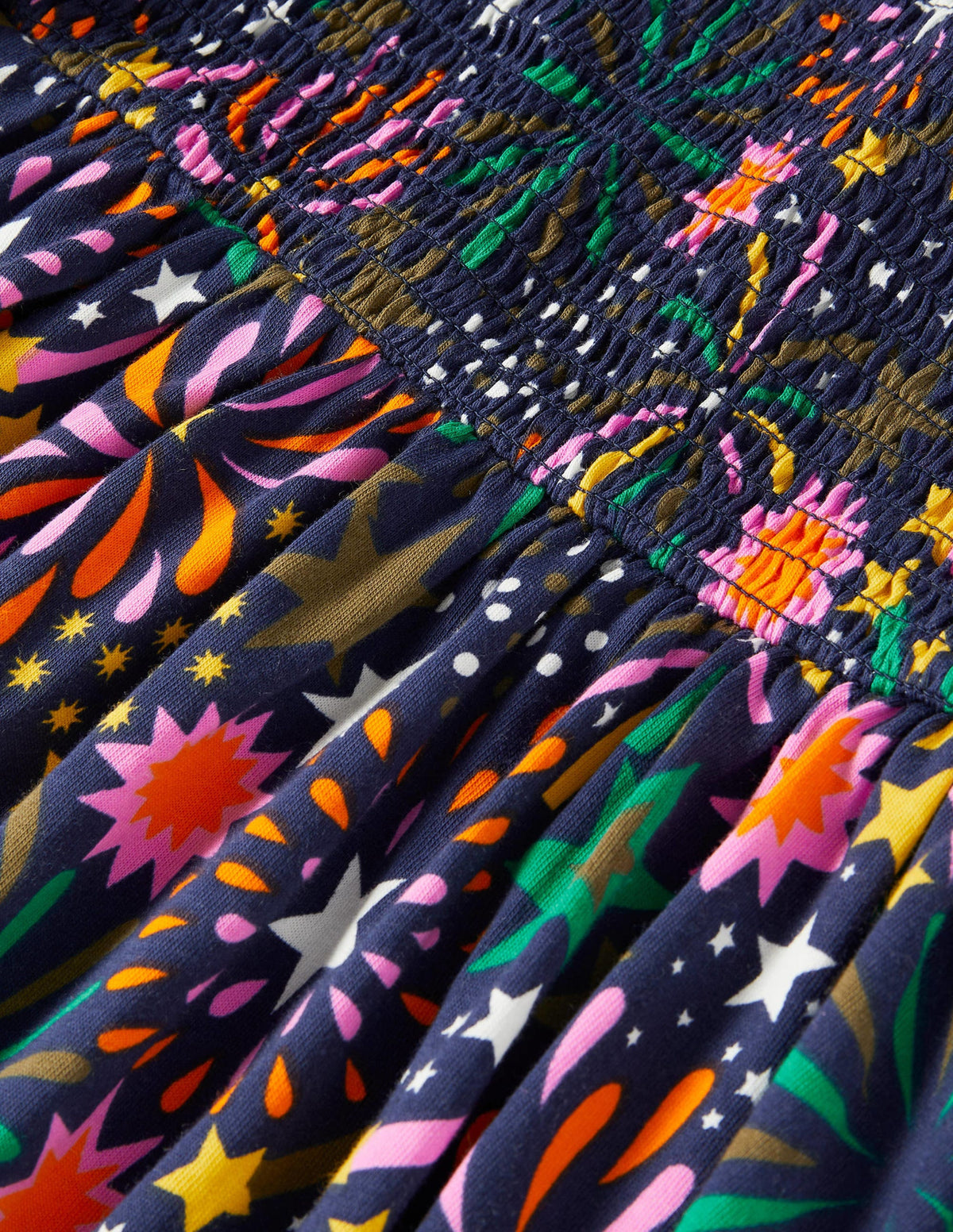 Smocked Bodice Trapeze Dress-Multi Firework - Image 3