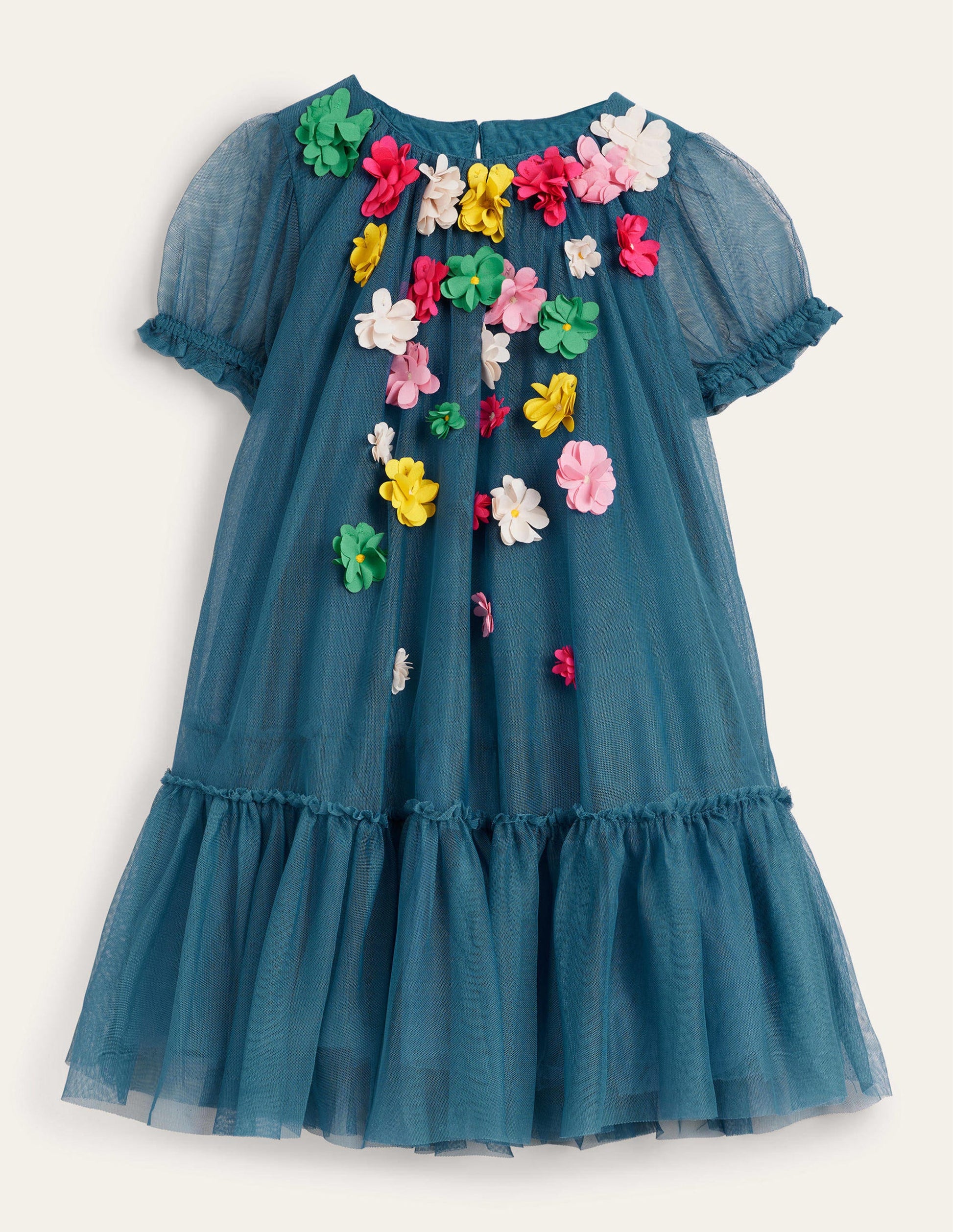 A line Flutter Flower Dress-Baltic Blue-1