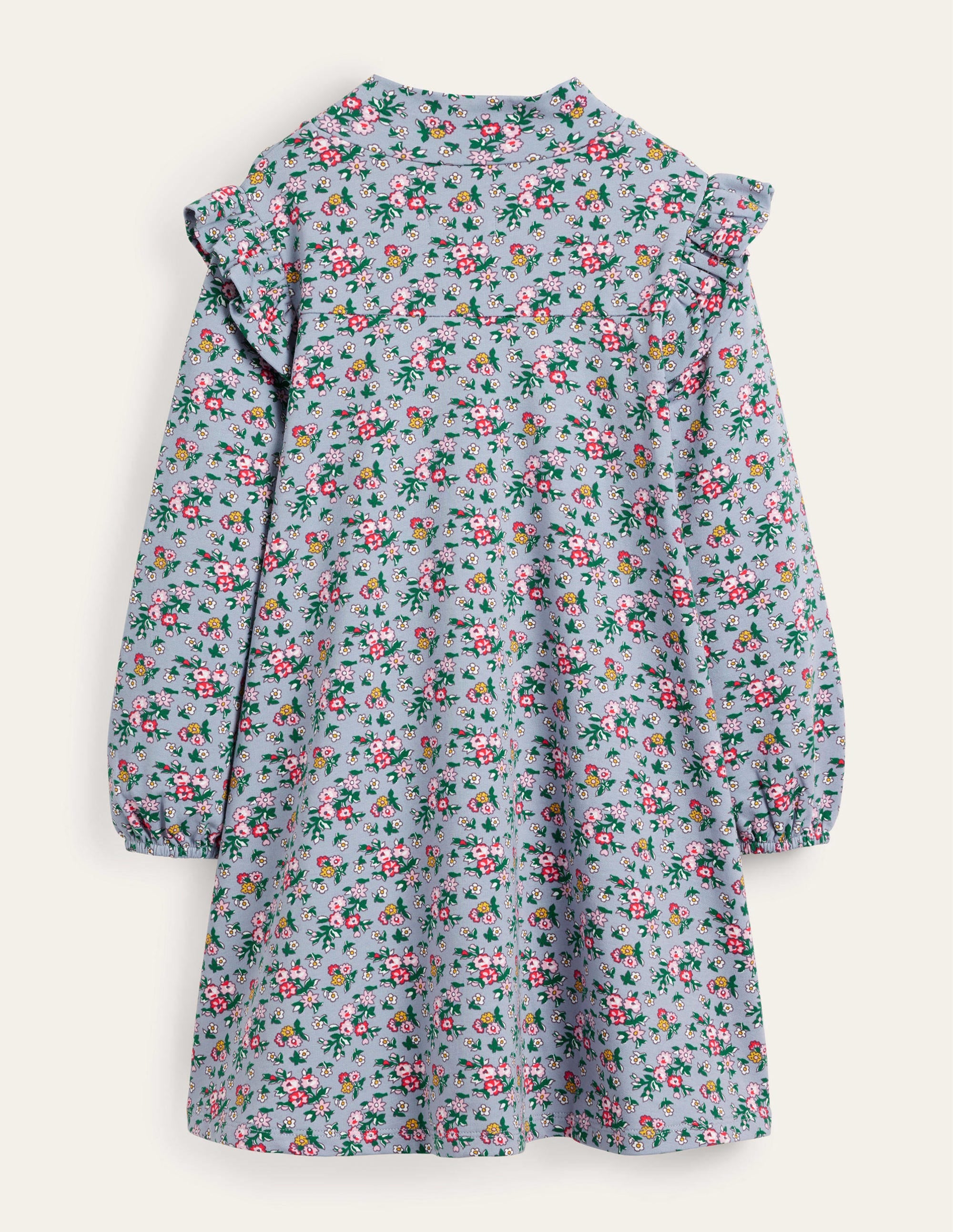 Roll Neck Midi Dress-Dusty Blue Flower Bouquet - Image 2
