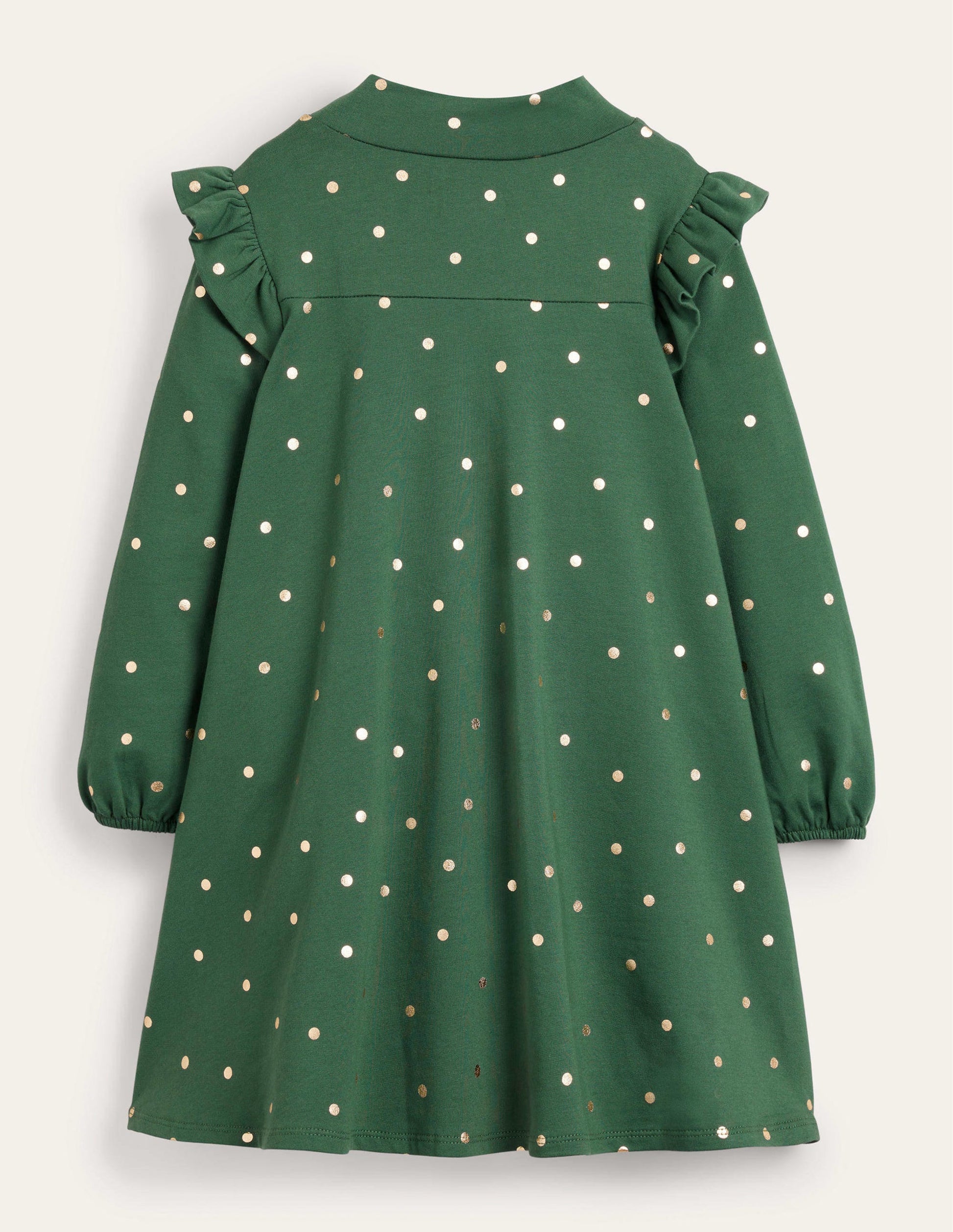 Roll Neck Midi Dress-Trekking Green/Gold Spot-2