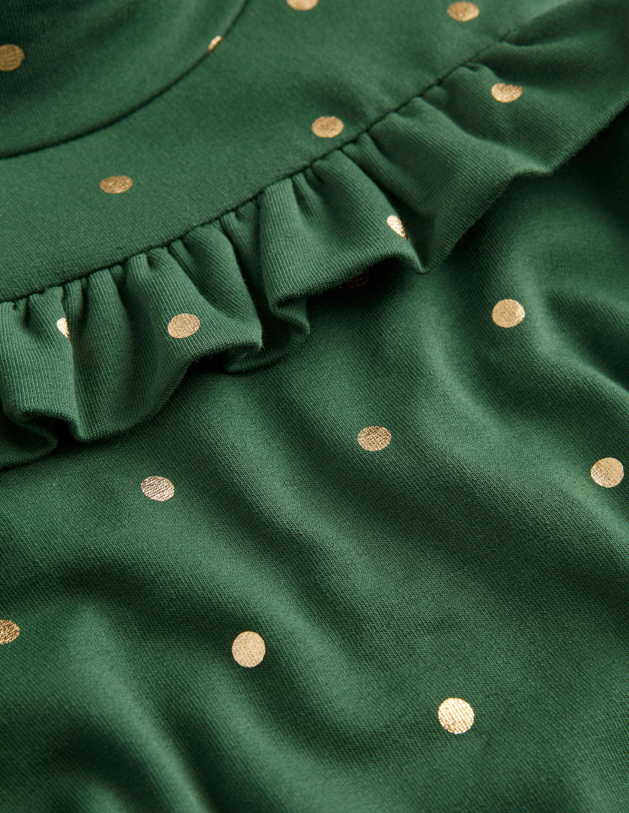 Roll Neck Midi Dress-Trekking Green/Gold Spot - Image 3