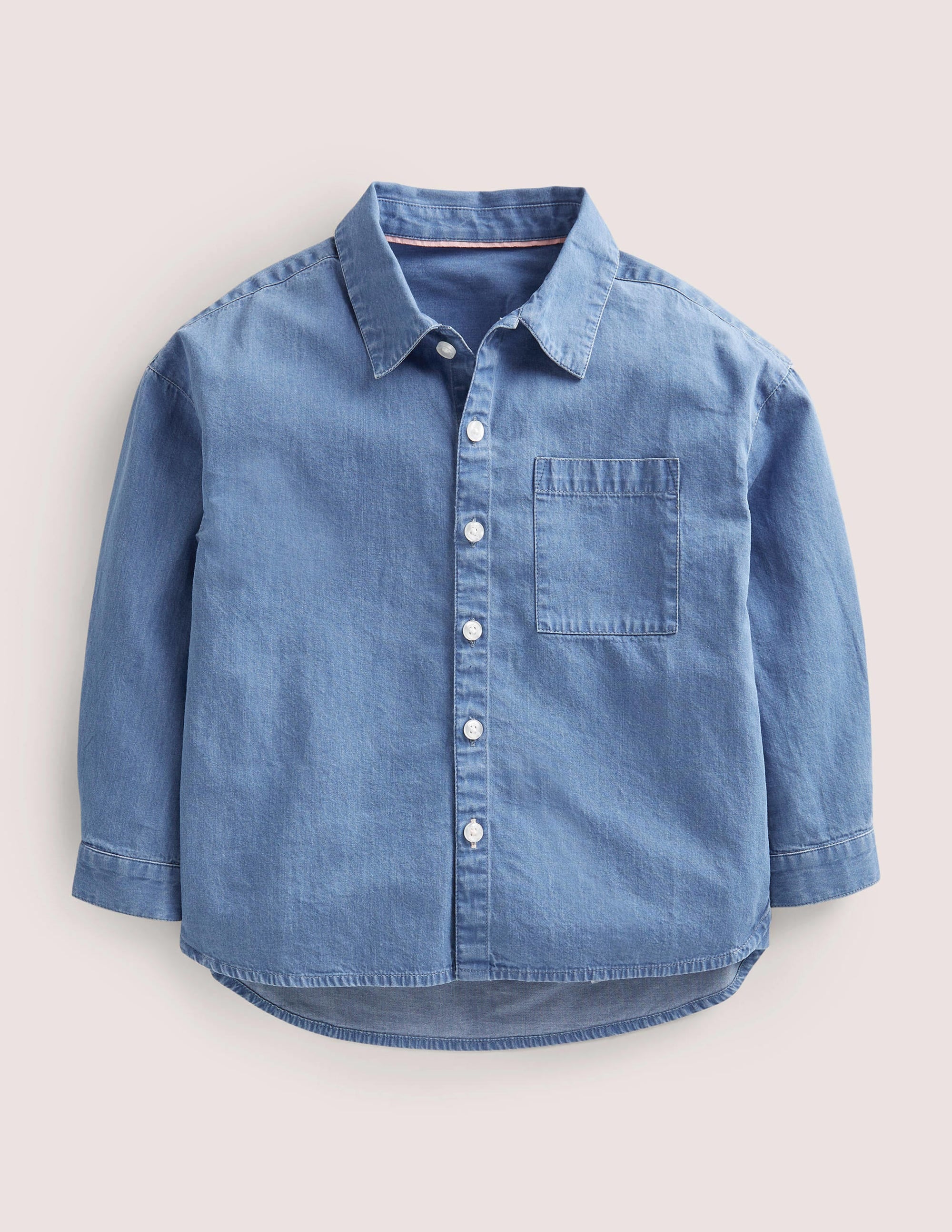 Relaxed Denim Shirt-Mid Vintage Denim - Image 1