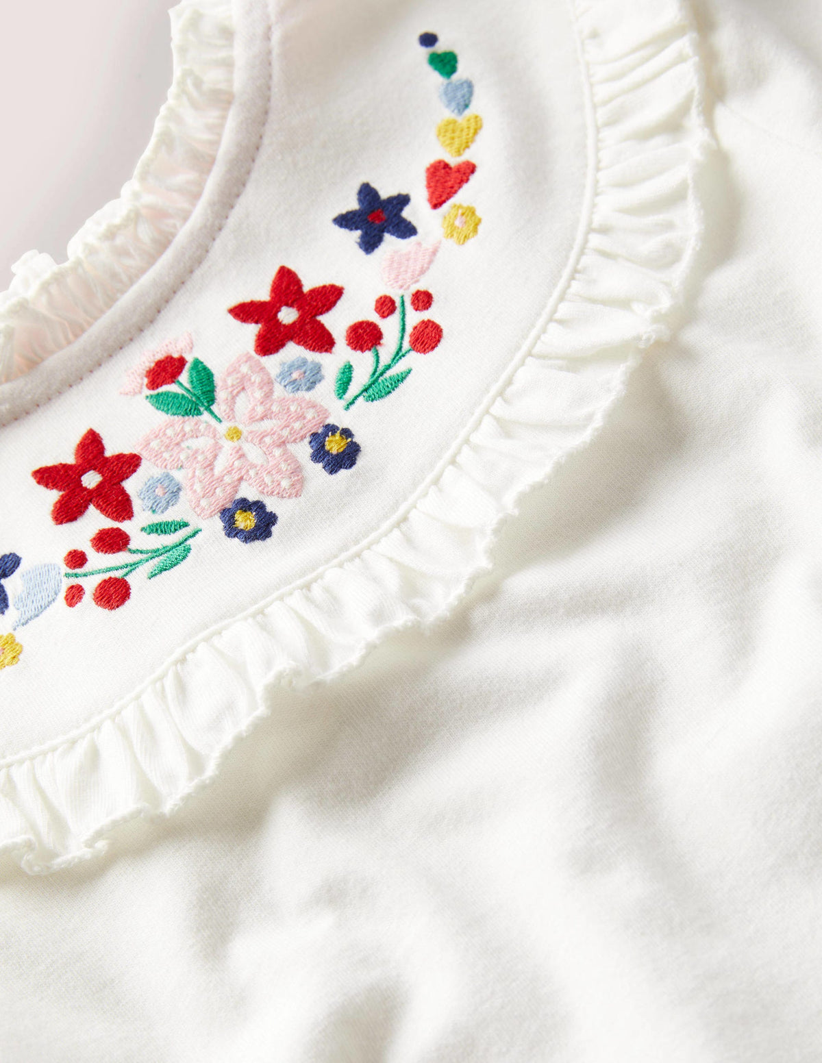 Embroidered Frilly Top-Ivory - Image 3