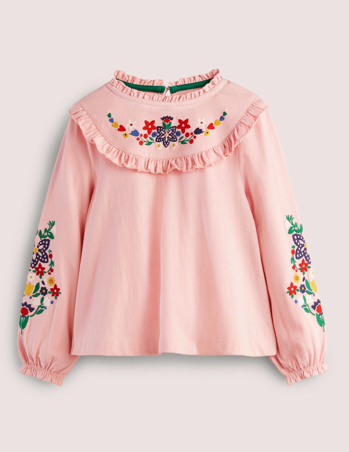 Embroidered Frilly Top-Boto Pink - Image 1