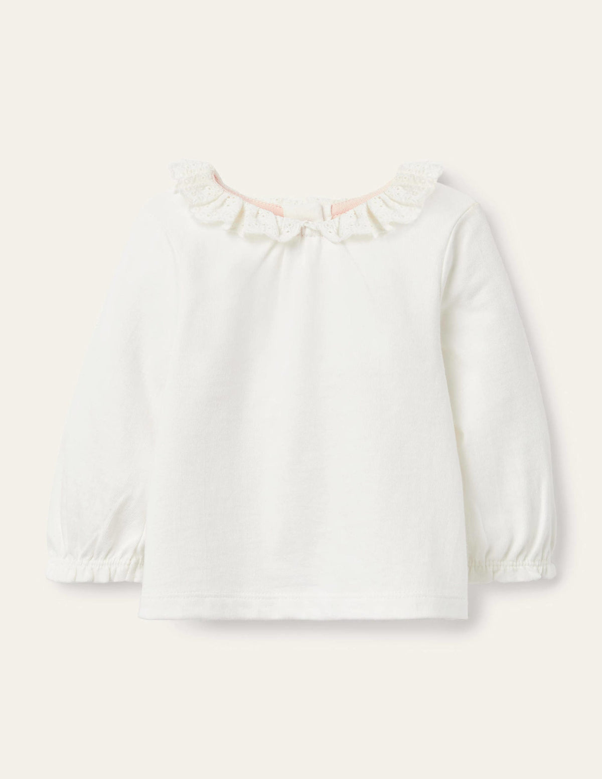 Long-Sleeved Broderie T-shirt-Ivory Broderie - Image 1