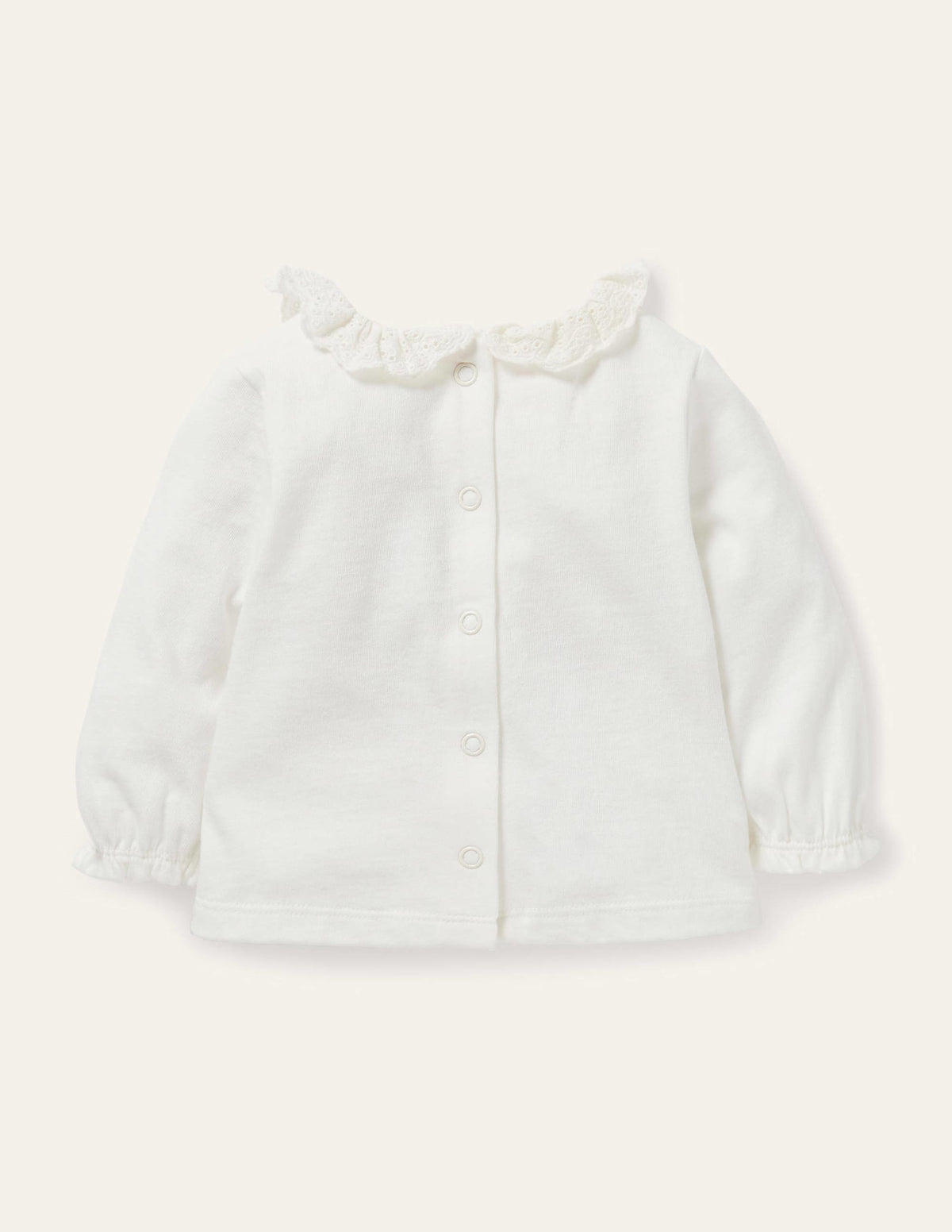 Long-Sleeved Broderie T-shirt-Ivory Broderie - Image 2