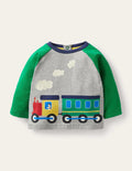 Printed Train T-Shirt-Grey Marl Train
