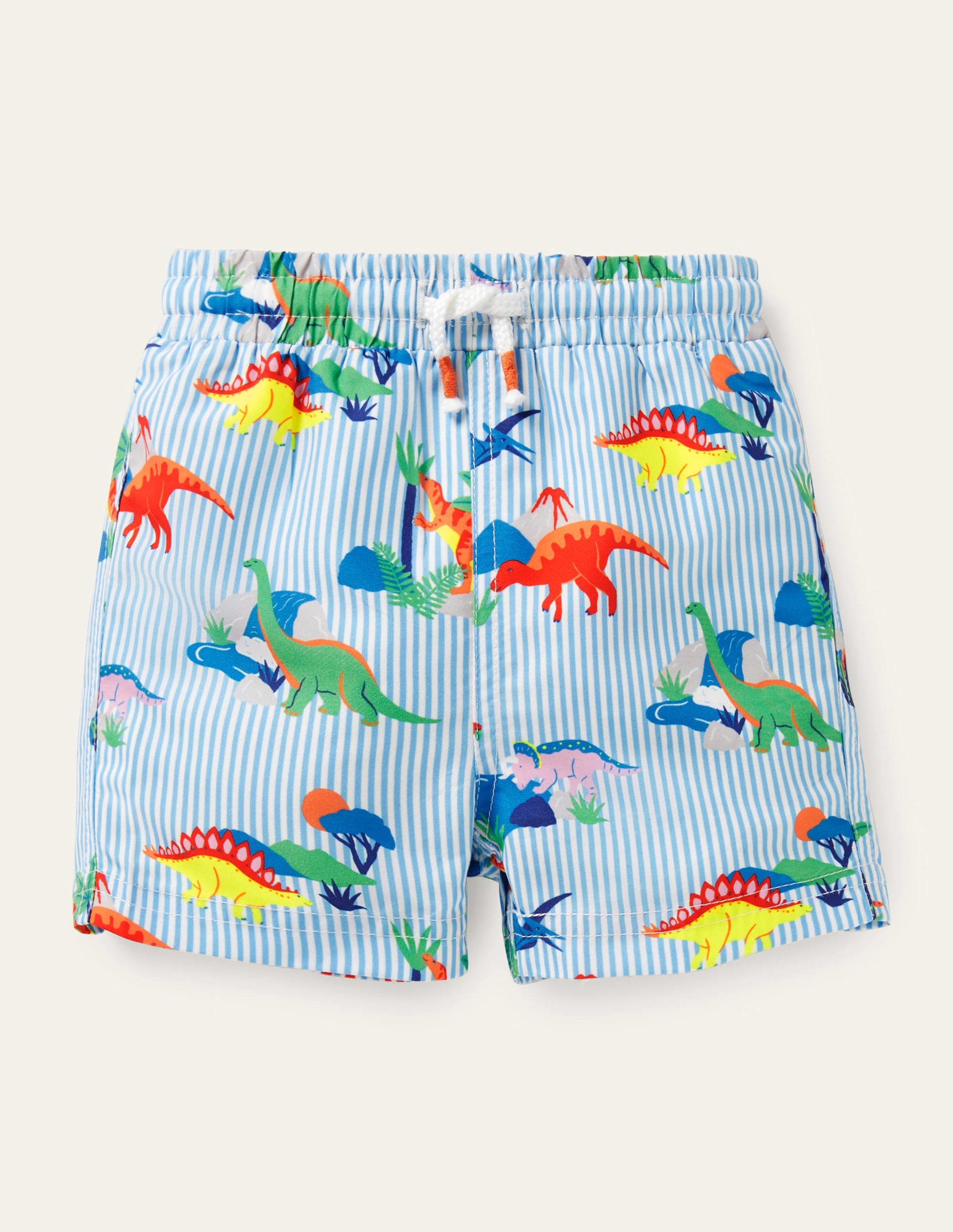 Swim Shorts-Surfboard Blue Dino Scene-1