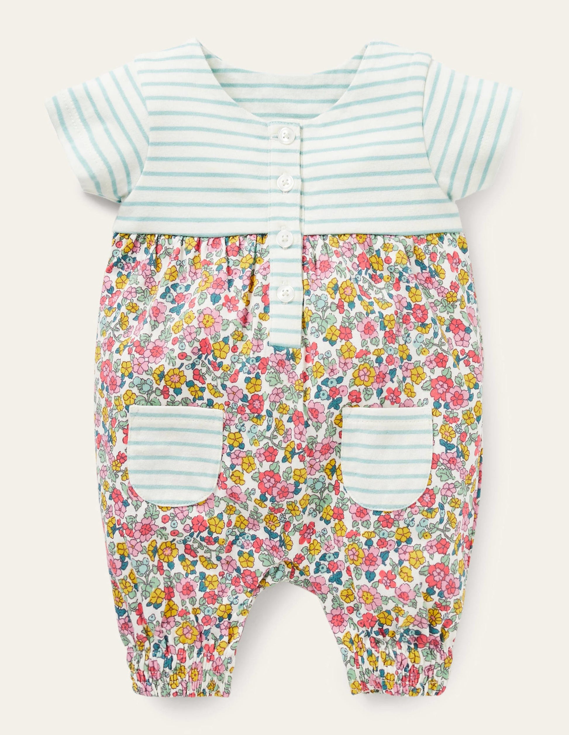 Jersey Hotchpotch Romper-Multi Vintage Flowerbed-1