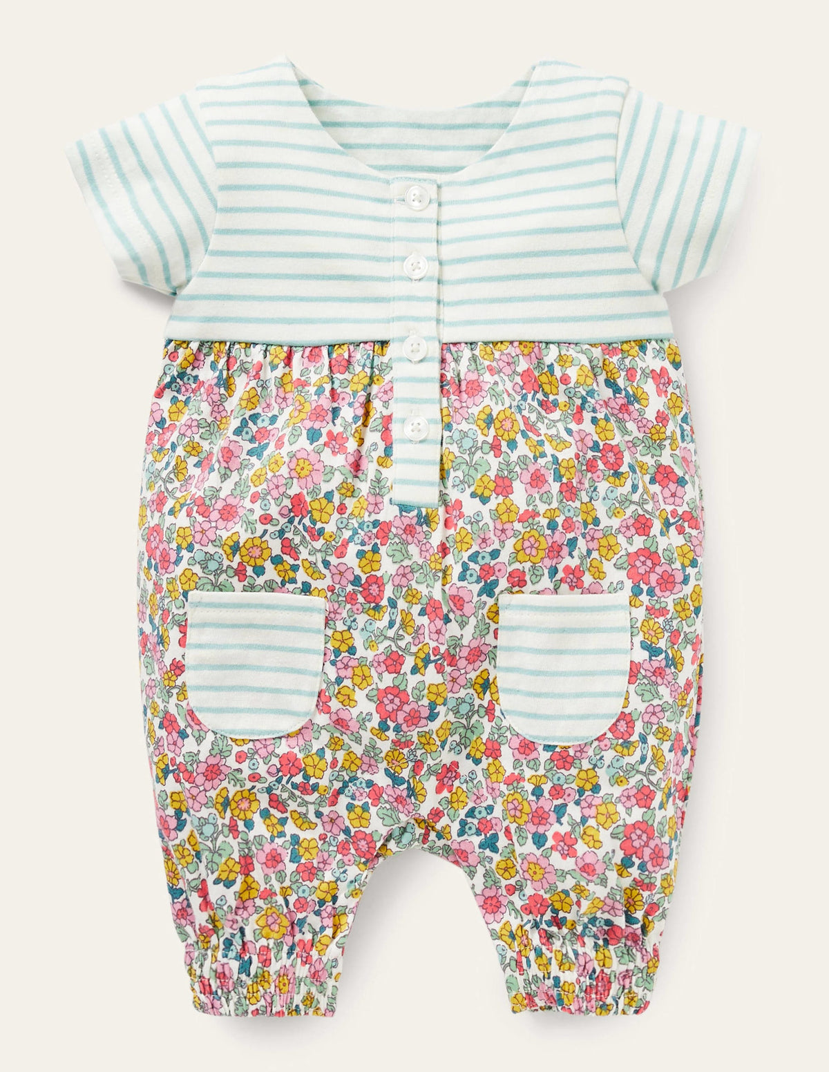 Jersey Hotchpotch Romper-Multi Vintage Flowerbed - Image 1
