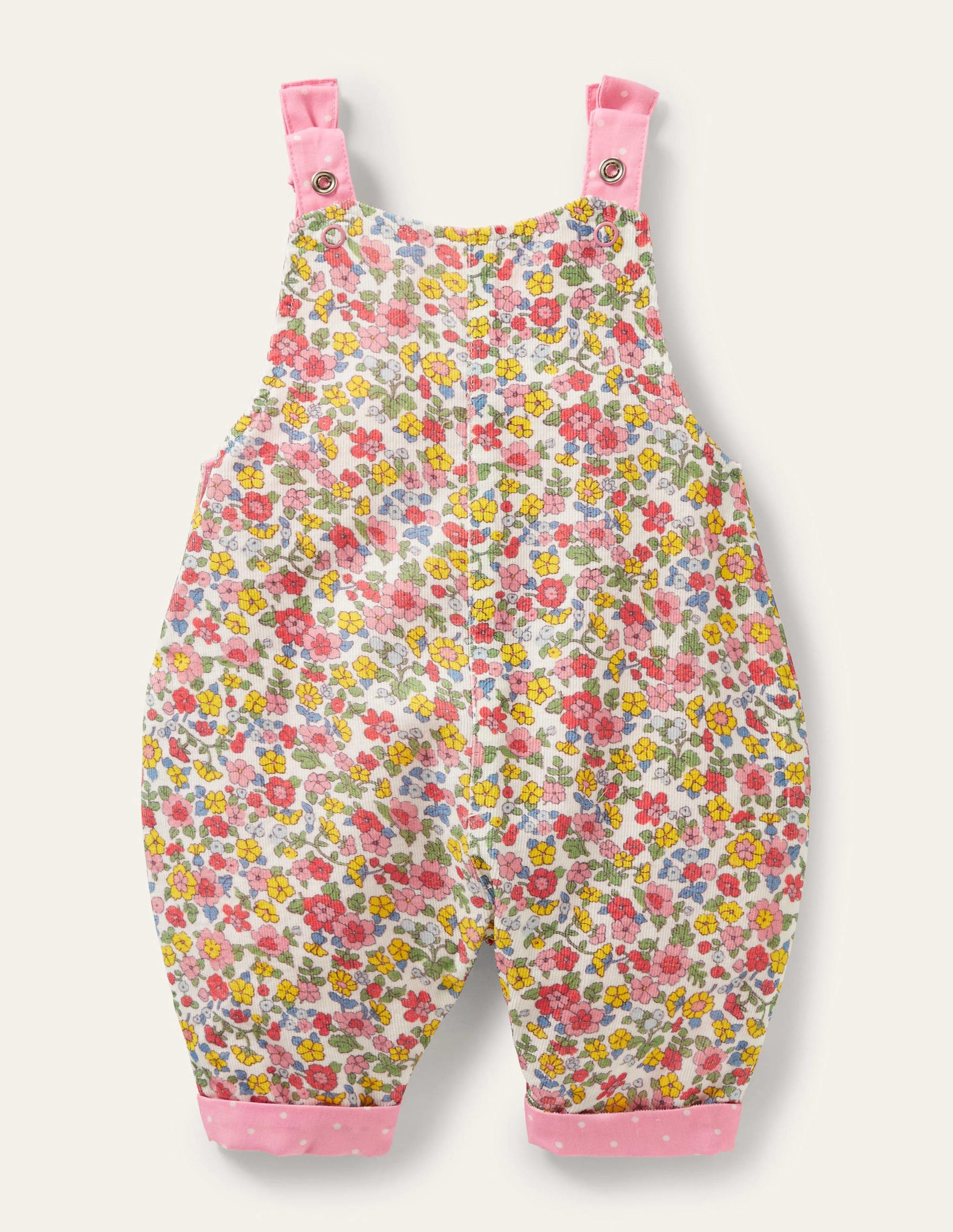 Pink Ditsy Floral Dungarees-Ivory Meadow Floral-2