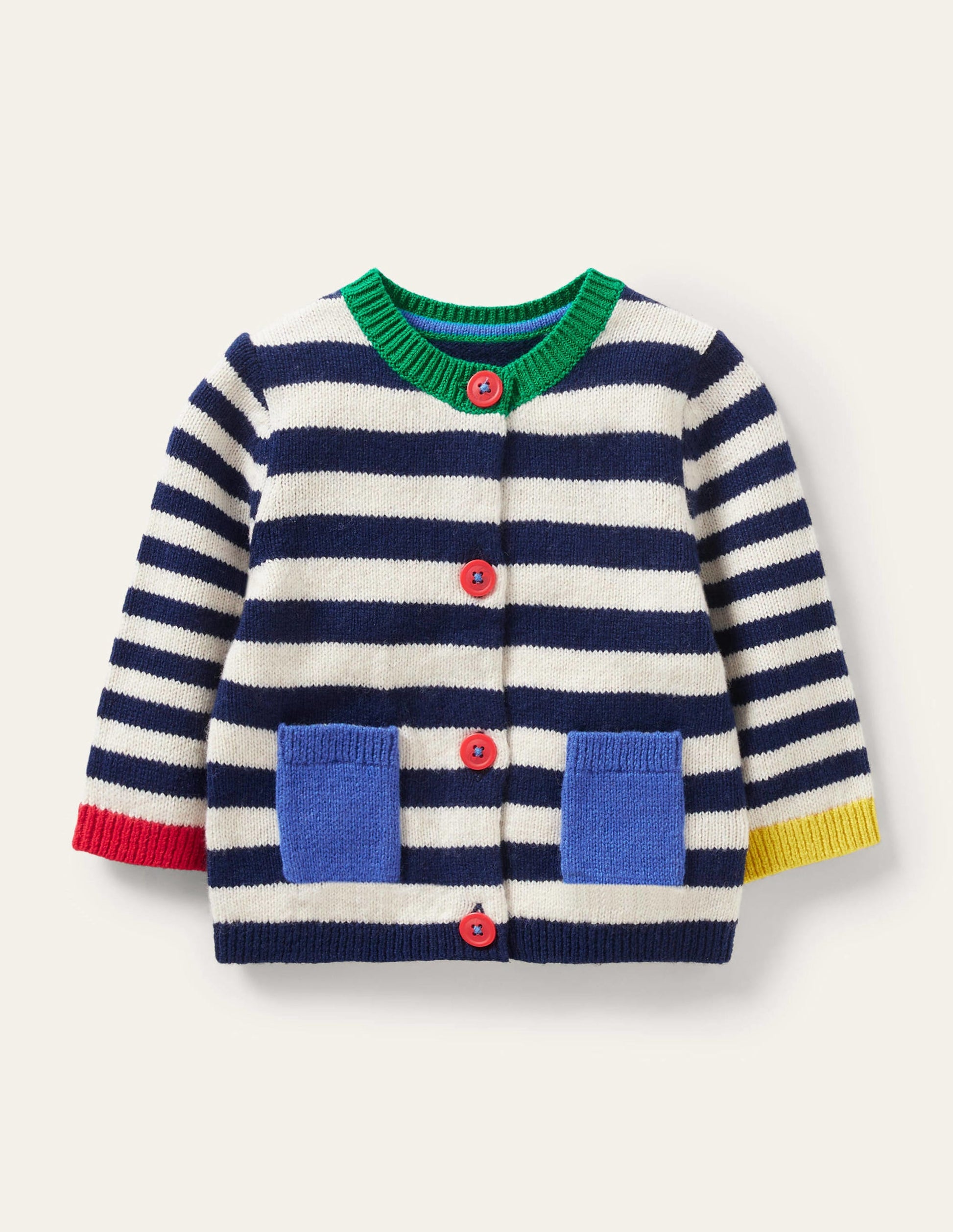 Fun Colourblock Cardigan-Starboard/Ivory Stripe-1
