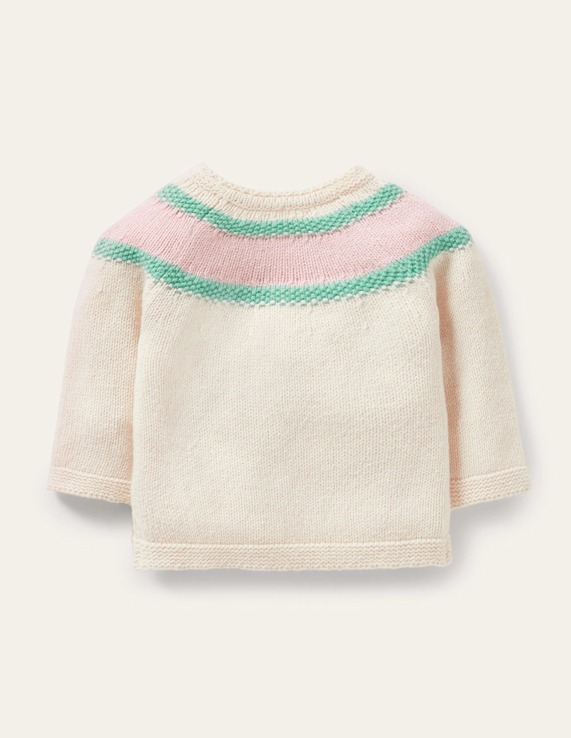 Flower Embroidered Cardigan-Ecru Marl - Image 2