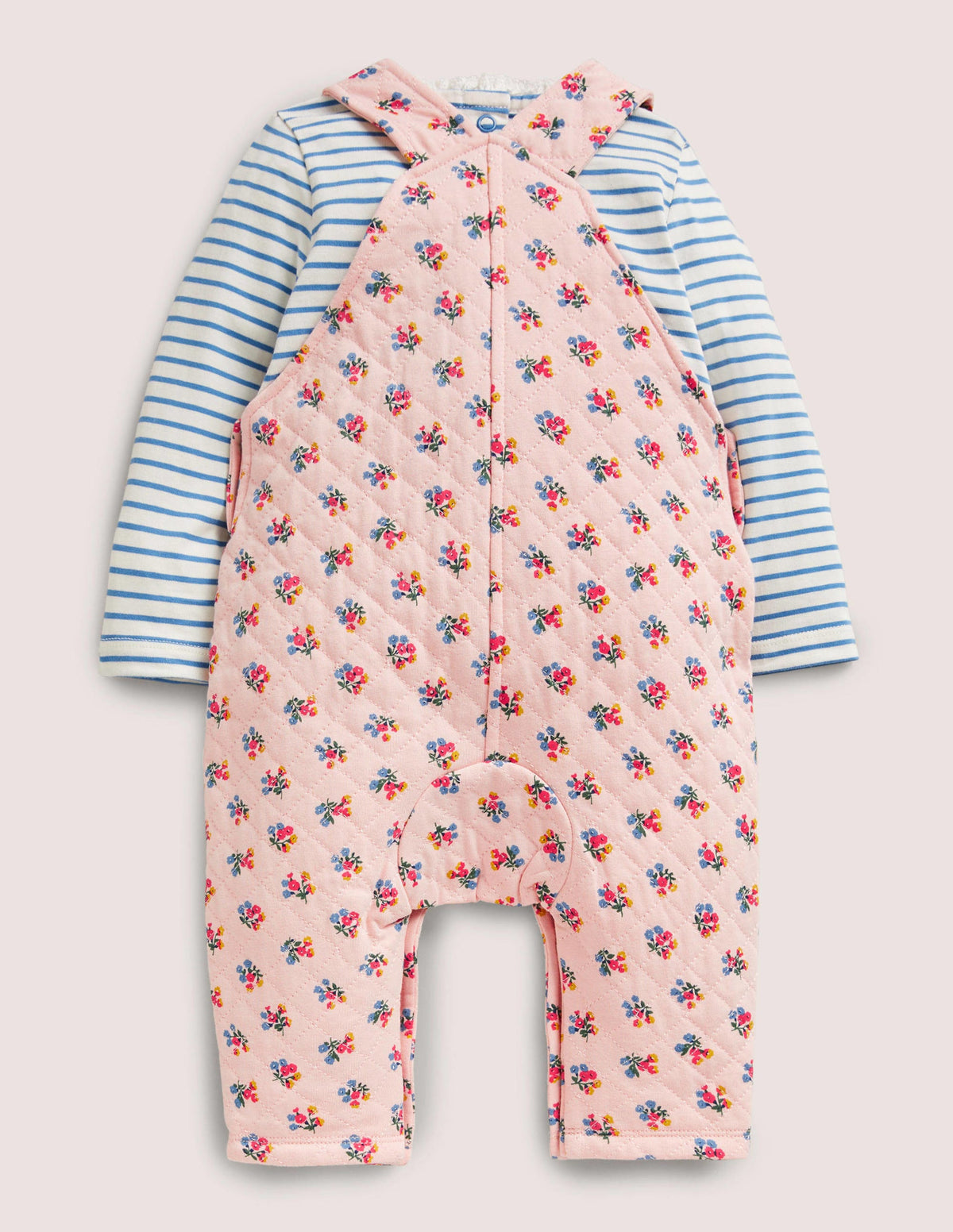 Quilted Dungaree Set-Provence Dusty Pink Posy-2
