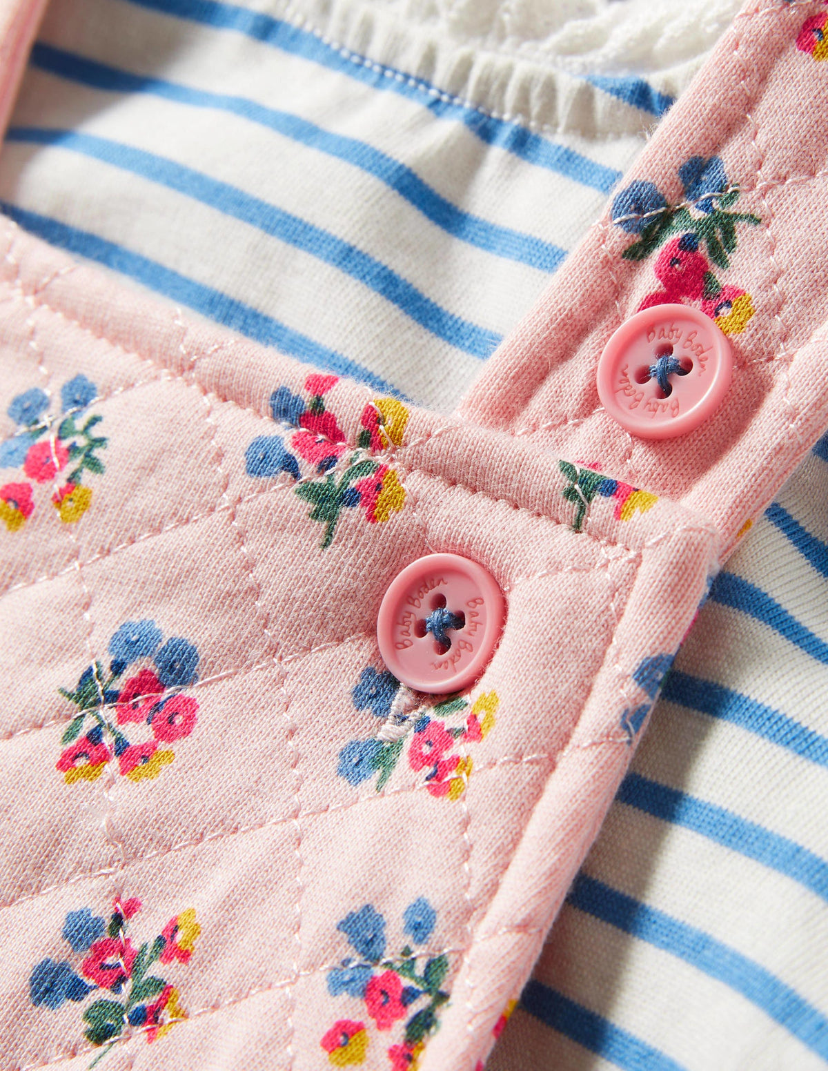 Quilted Dungaree Set-Provence Dusty Pink Posy - Image 3