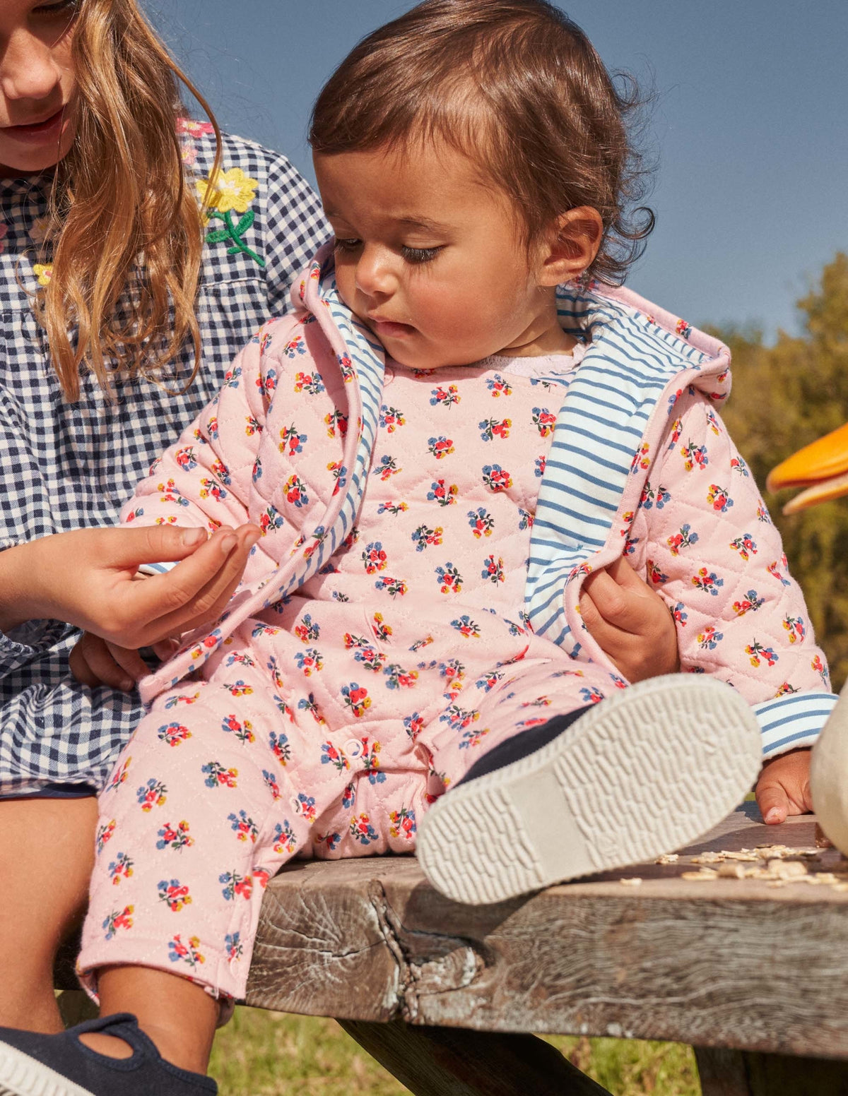 Quilted Dungaree Set-Provence Dusty Pink Posy-5