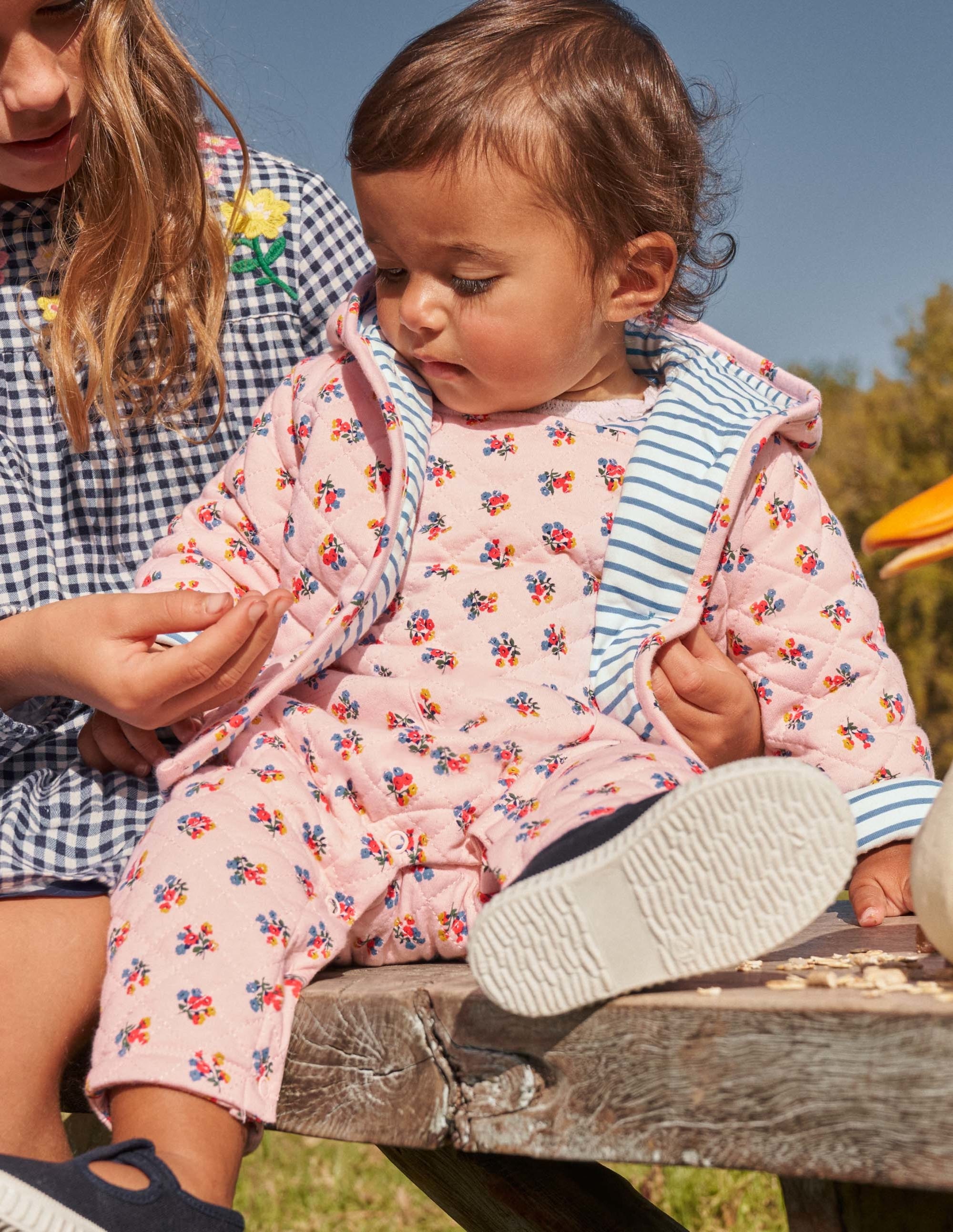 Quilted Dungaree Set-Provence Dusty Pink Posy - Image 5