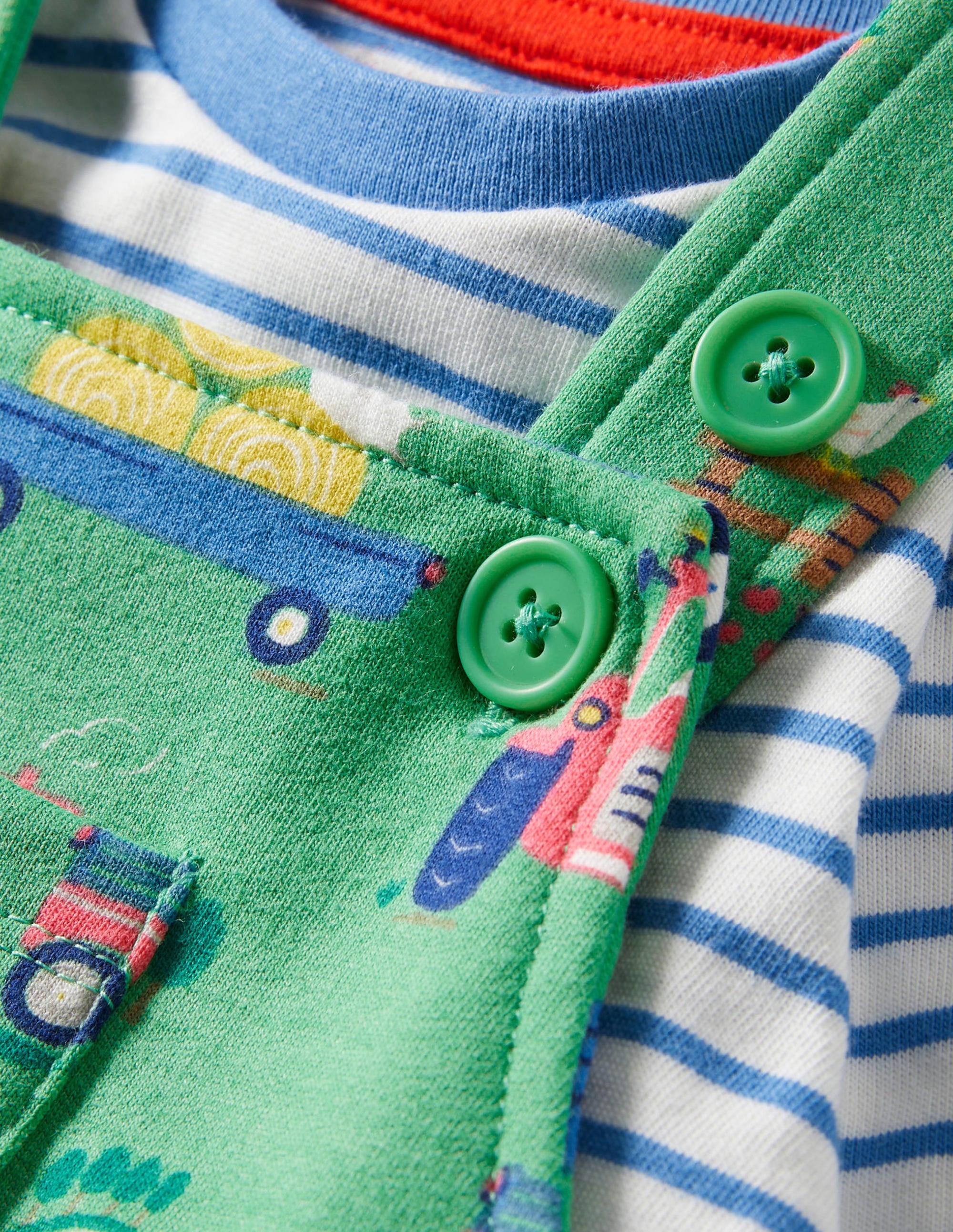 Jersey Dungaree Set-Iguana Green Farm Friends - Image 3
