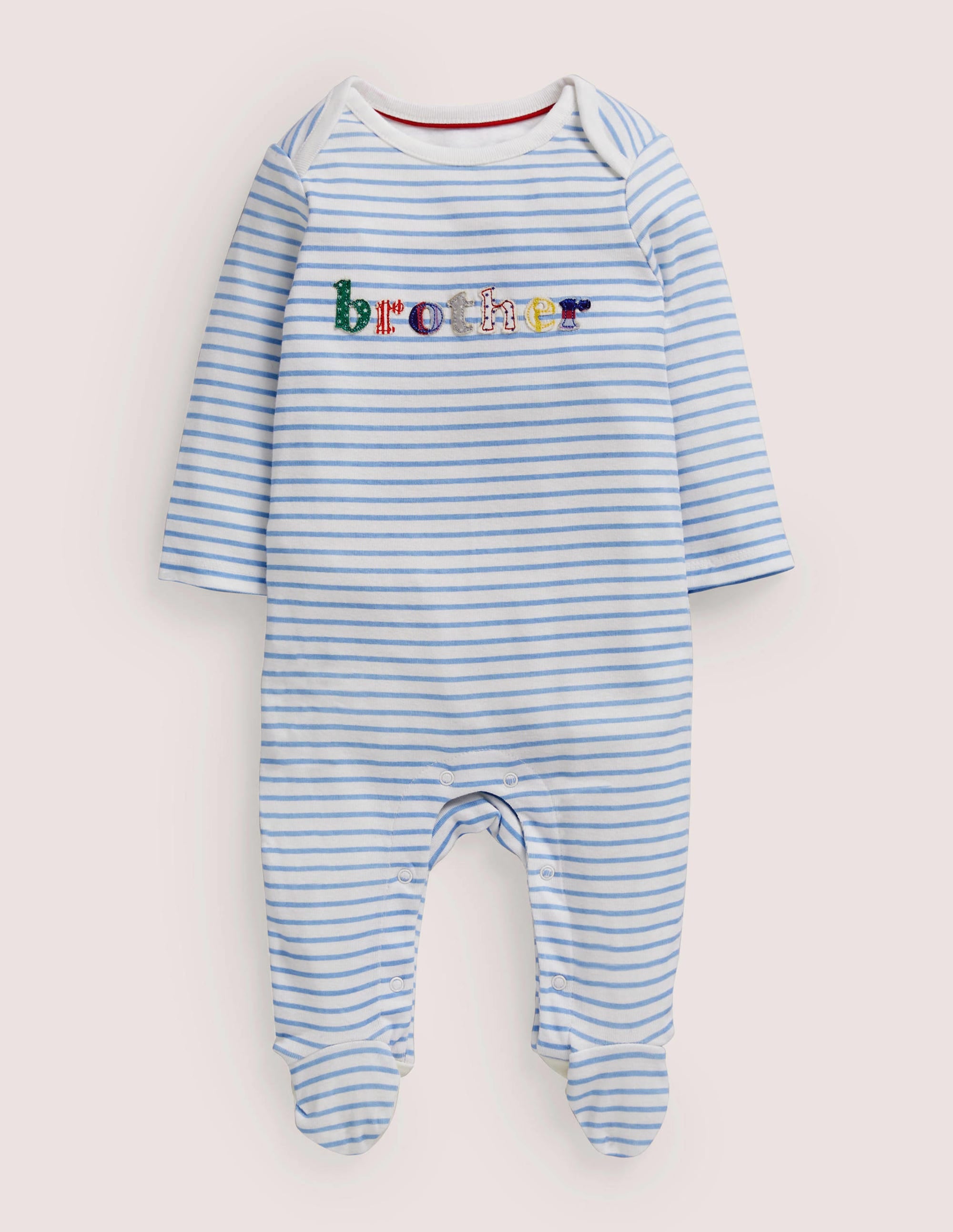 Sibling Brother Sleepsuit-Ivory/Dusty Blue - Image 1