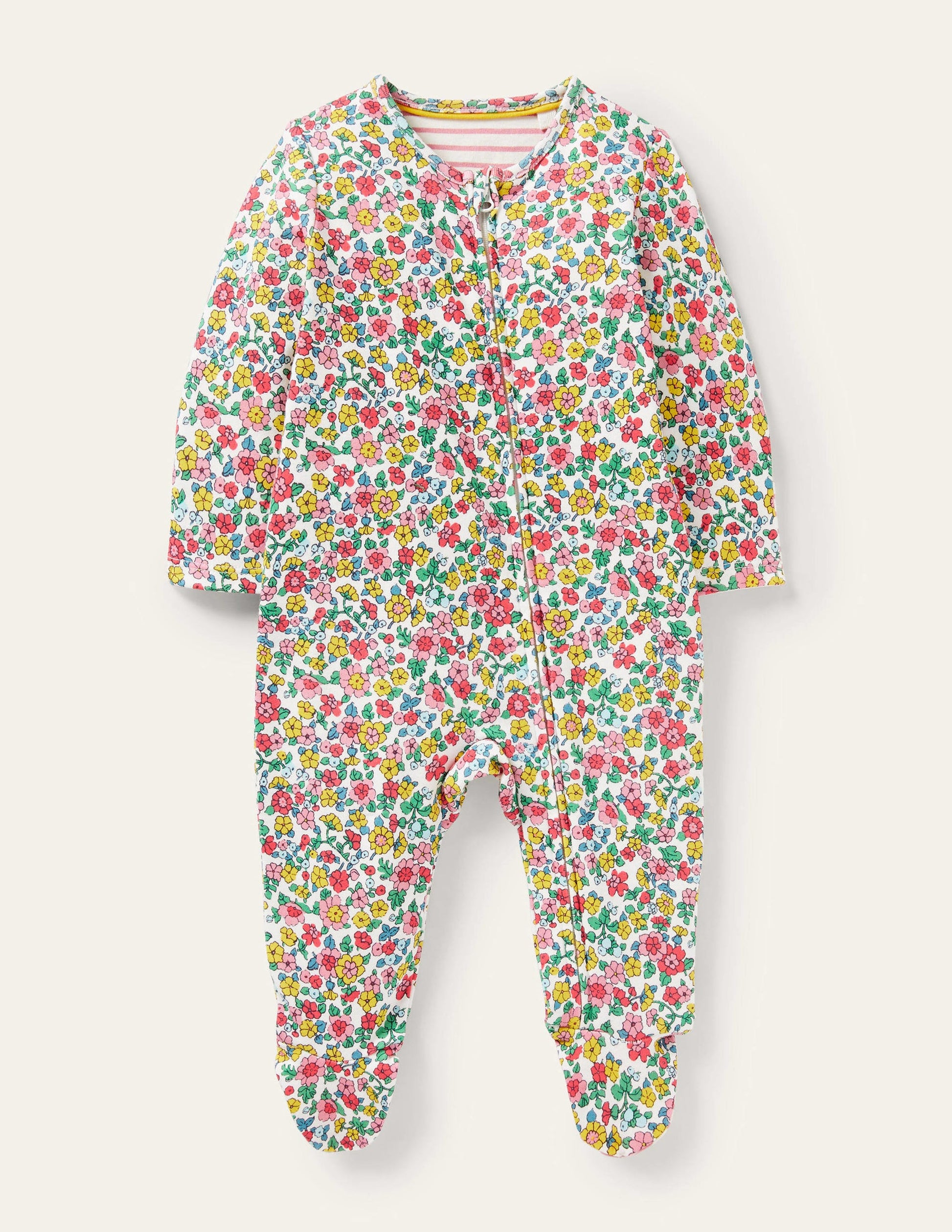 Zip Sleepsuit-Multi Vintage Flowerbed-1