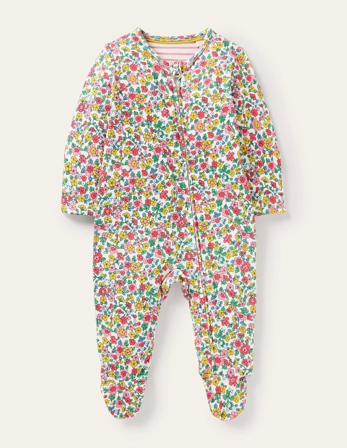 Zip Sleepsuit-Multi Vintage Flowerbed - Image 1
