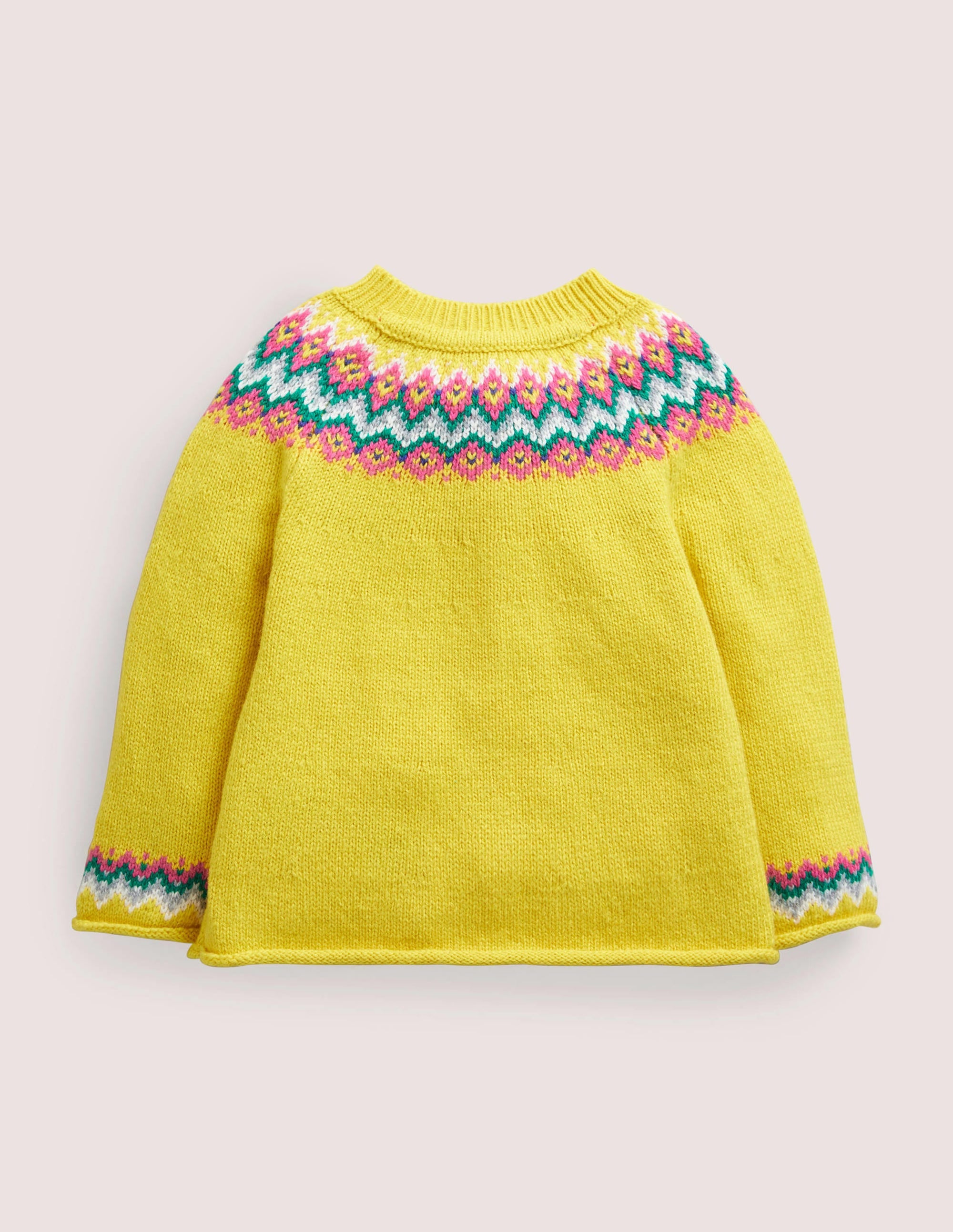 Novelty Fair Isle Cardigan-Sweetcorn Yellow Fairisle Hens - Image 2