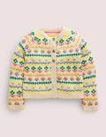 Flower Fair Isle Cardigan-Oatmeal Marl Multi Flower