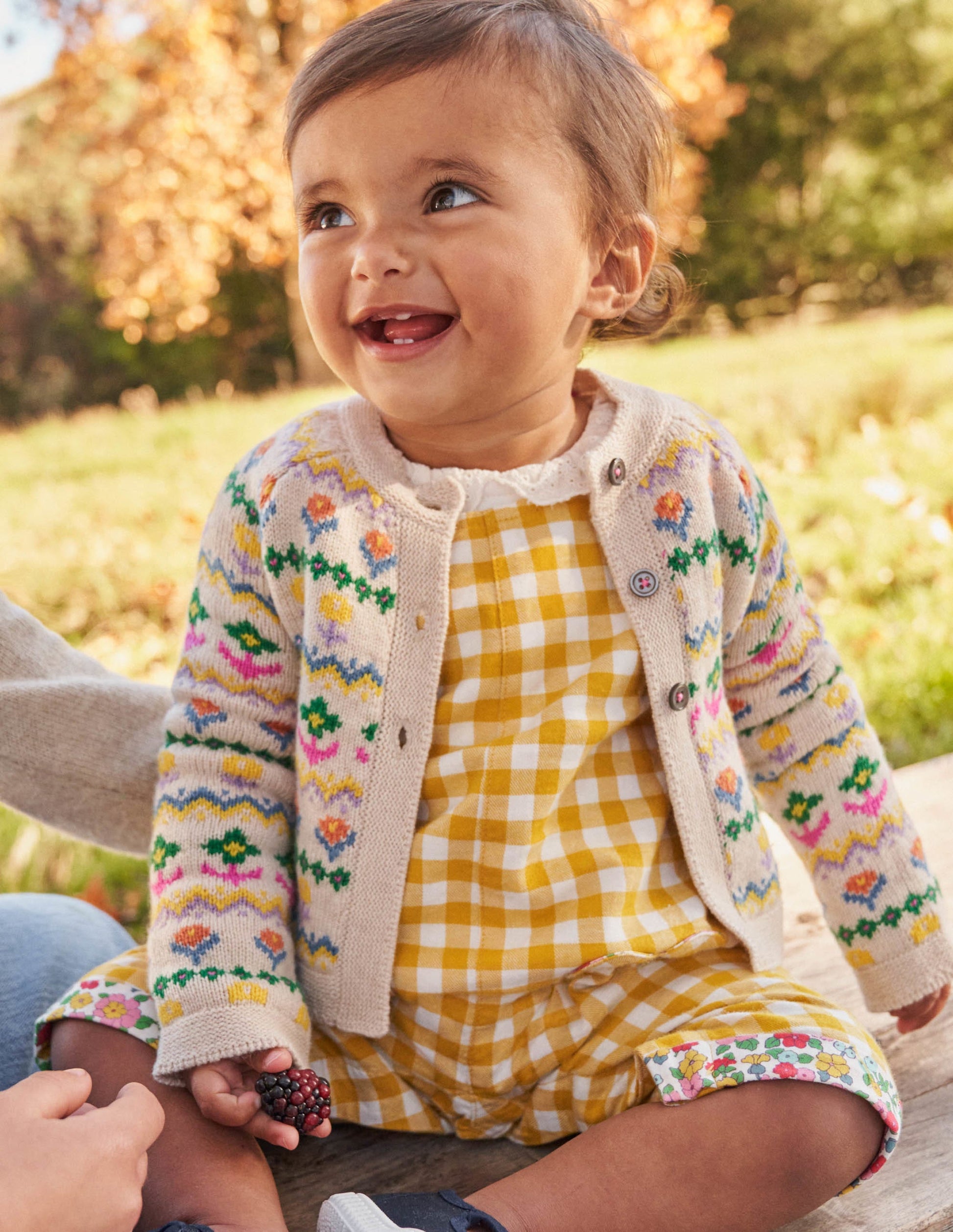 Flower Fair Isle Cardigan-Oatmeal Marl Multi Flower-4