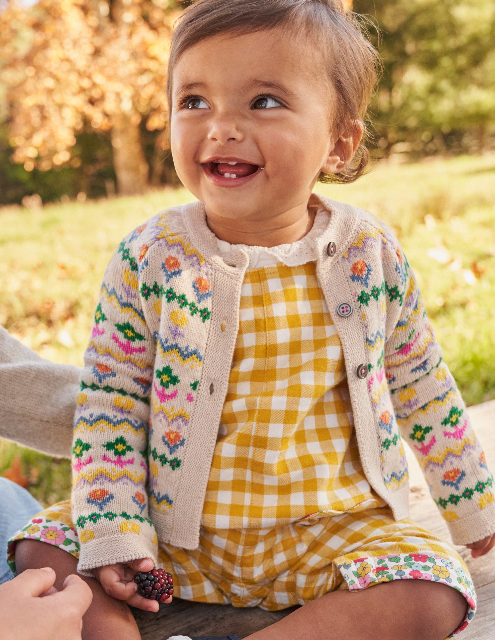 Flower Fair Isle Cardigan-Oatmeal Marl Multi Flower - Image 5