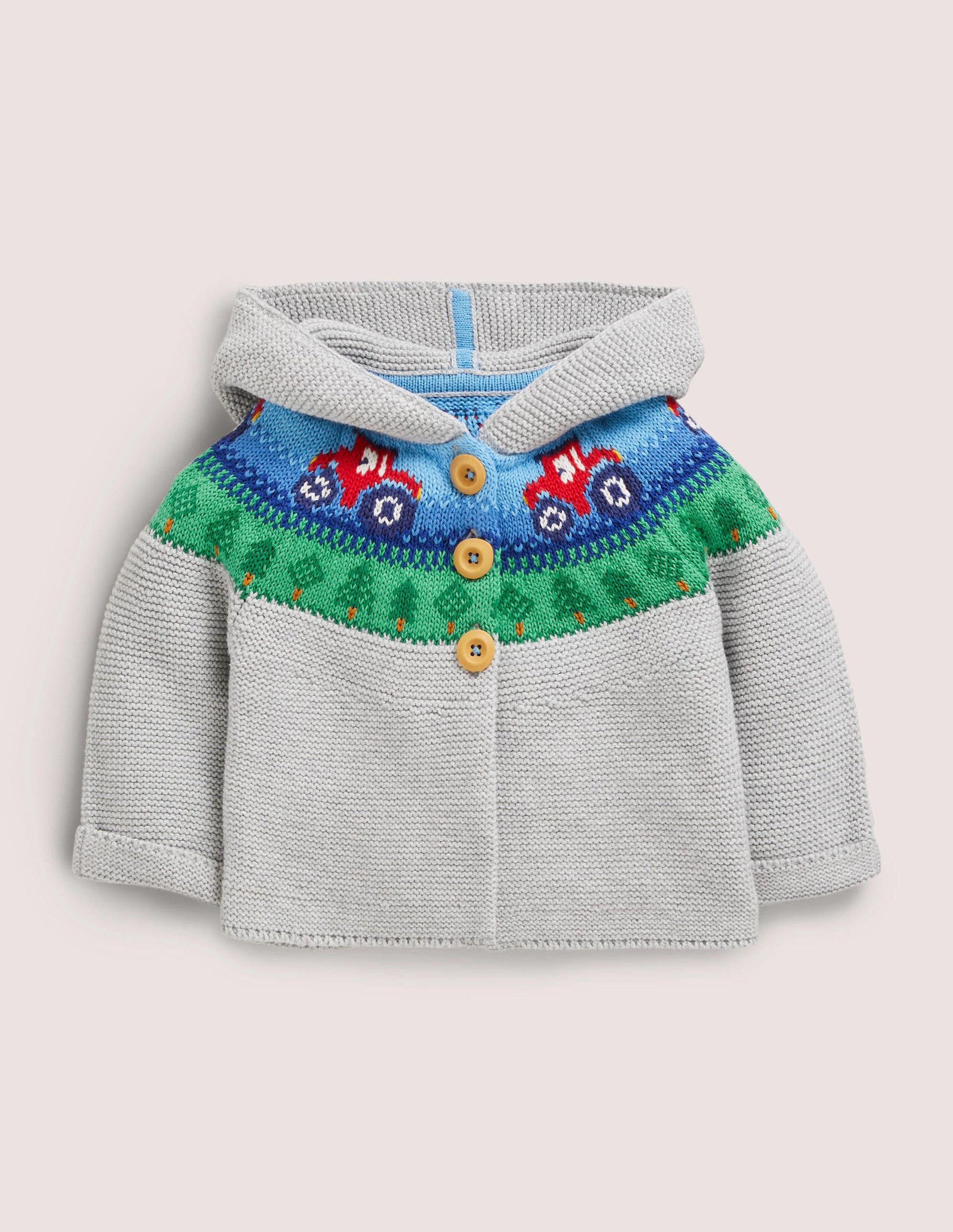 Fair Isle Knitted Jacket-Grey Marl Tractors-1