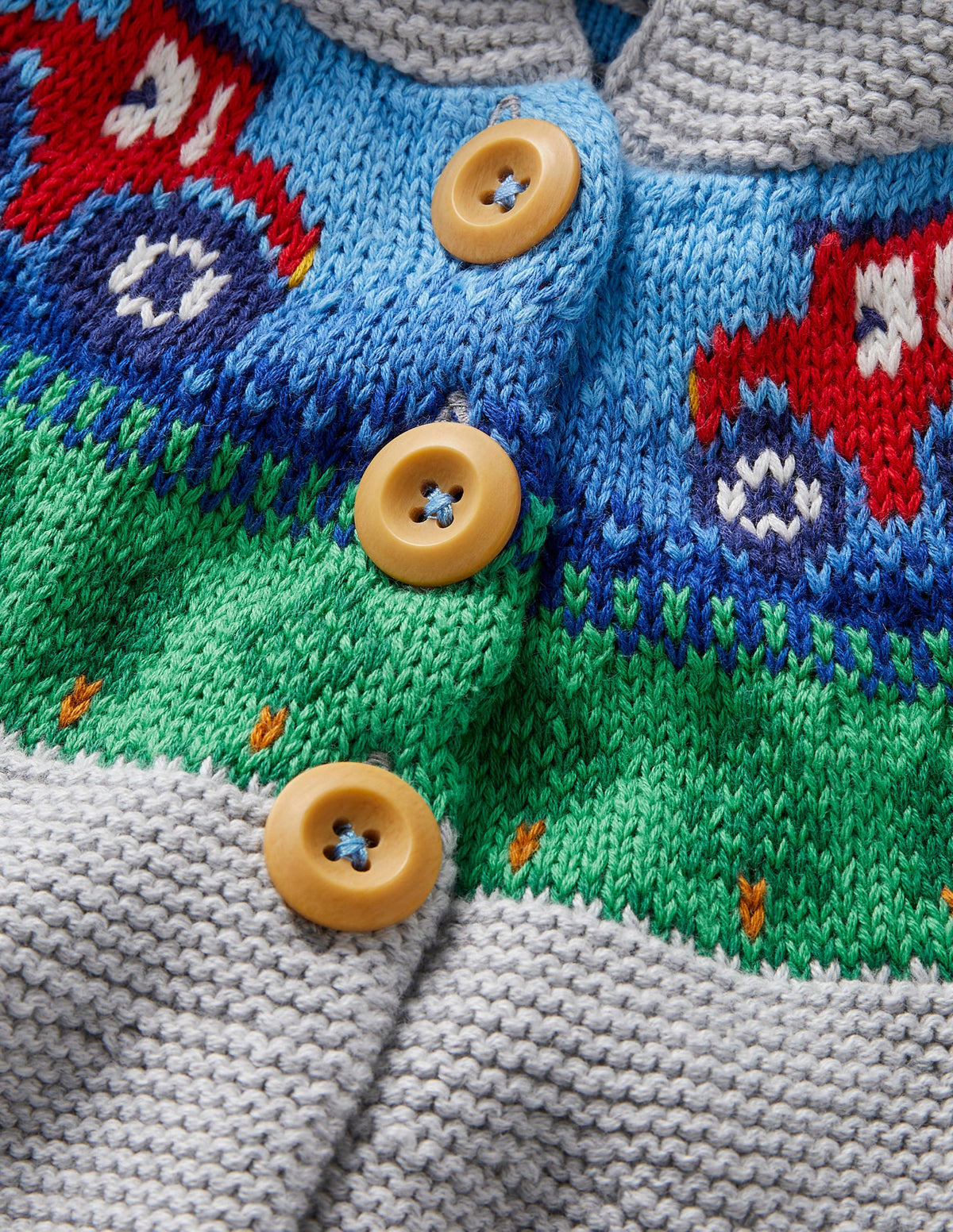 Fair Isle Knitted Jacket-Grey Marl Tractors-3