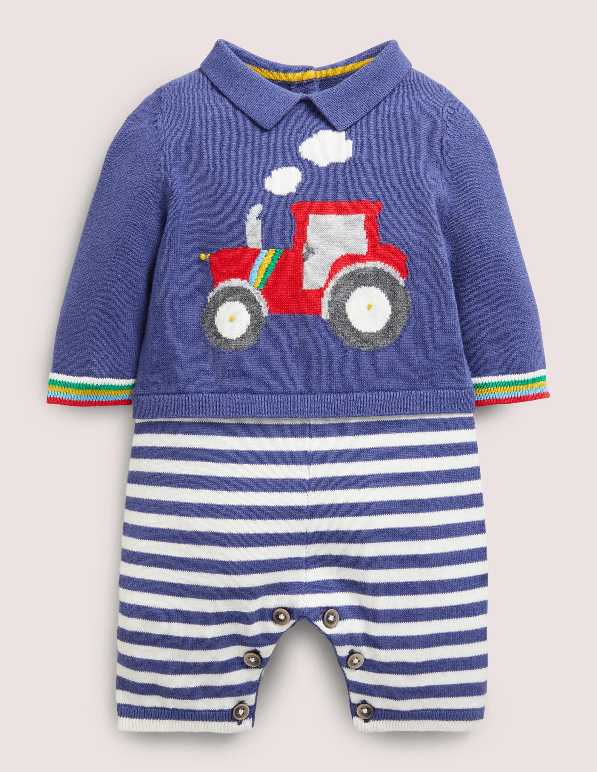 Knitted Collared Romper-Starboard Tractor - Image 1