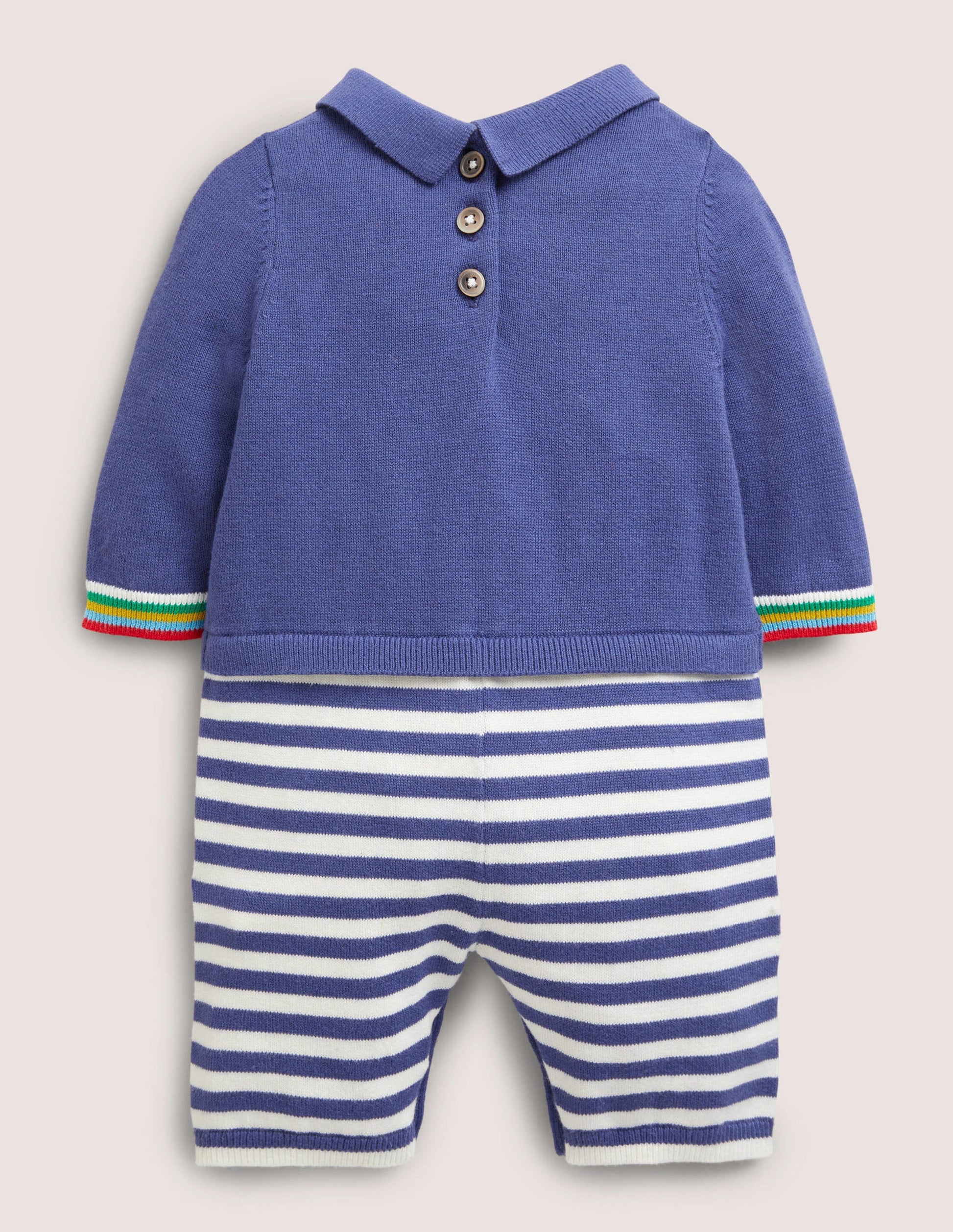 Knitted Collared Romper-Starboard Tractor-2