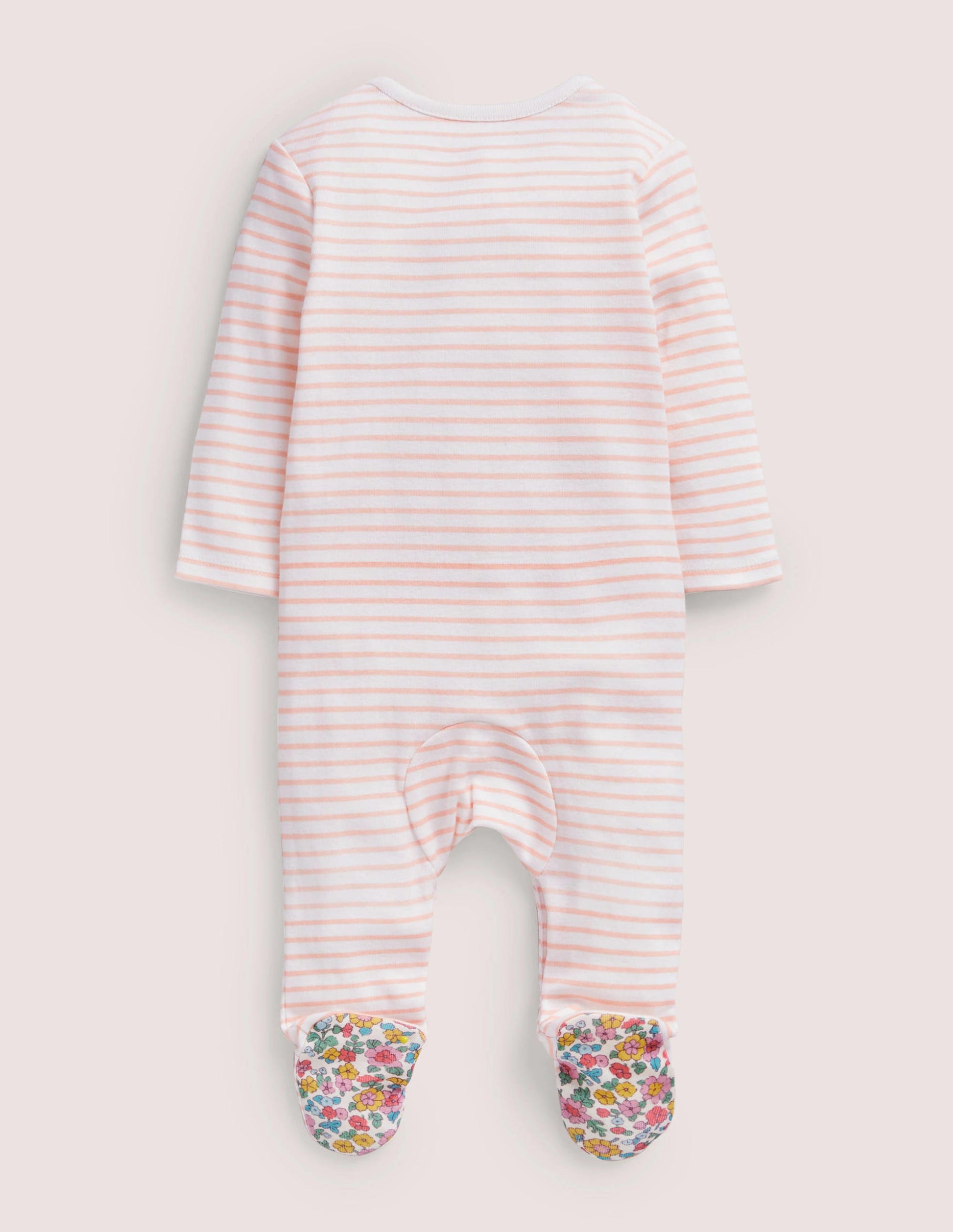 Sibling Sister Sleepsuit-Ivory/Provence Dusty Pink-2