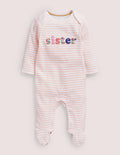 Sibling Sister Sleepsuit-Ivory/Provence Dusty Pink