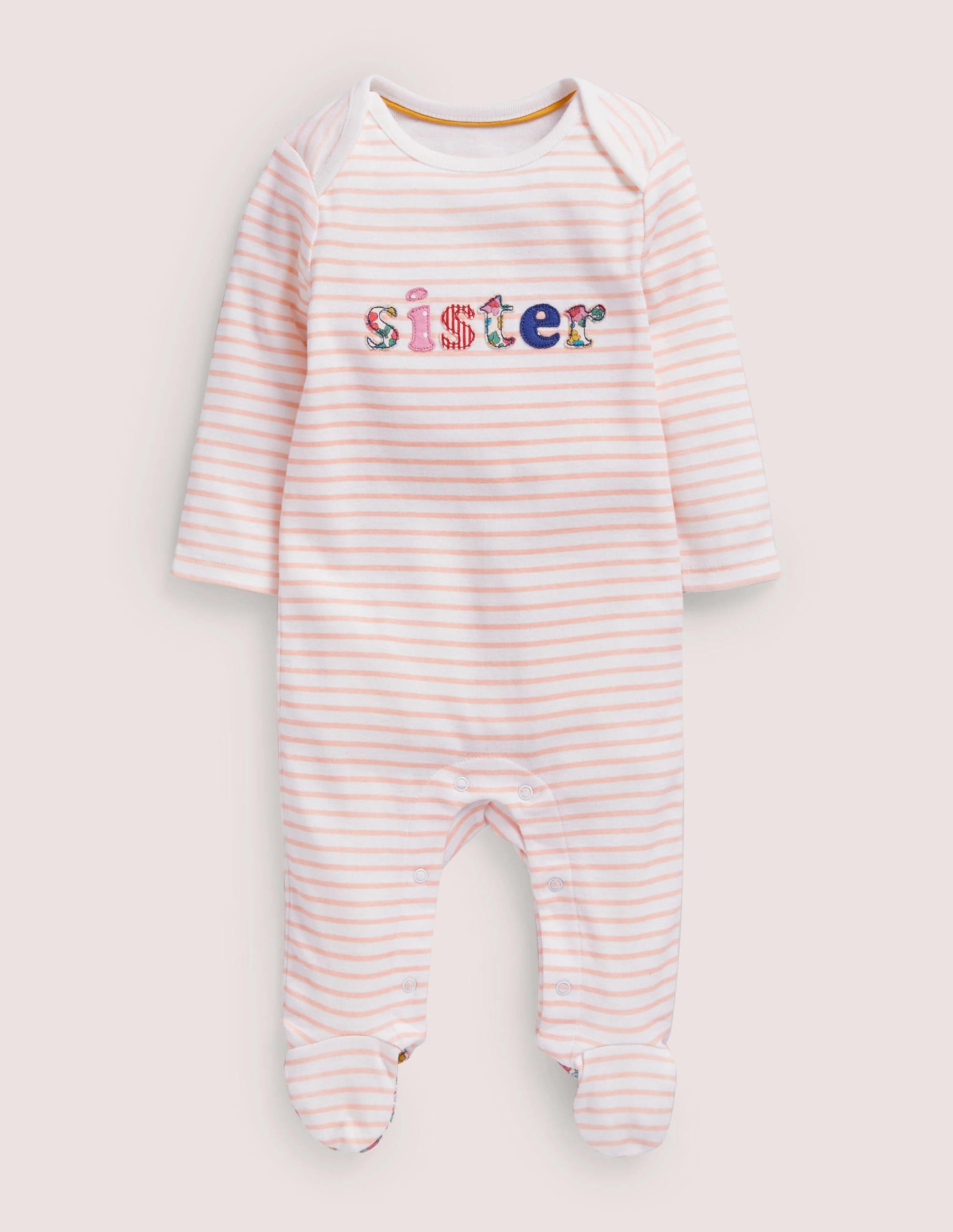 Sibling Sister Sleepsuit-Ivory/Provence Dusty Pink - Image 1