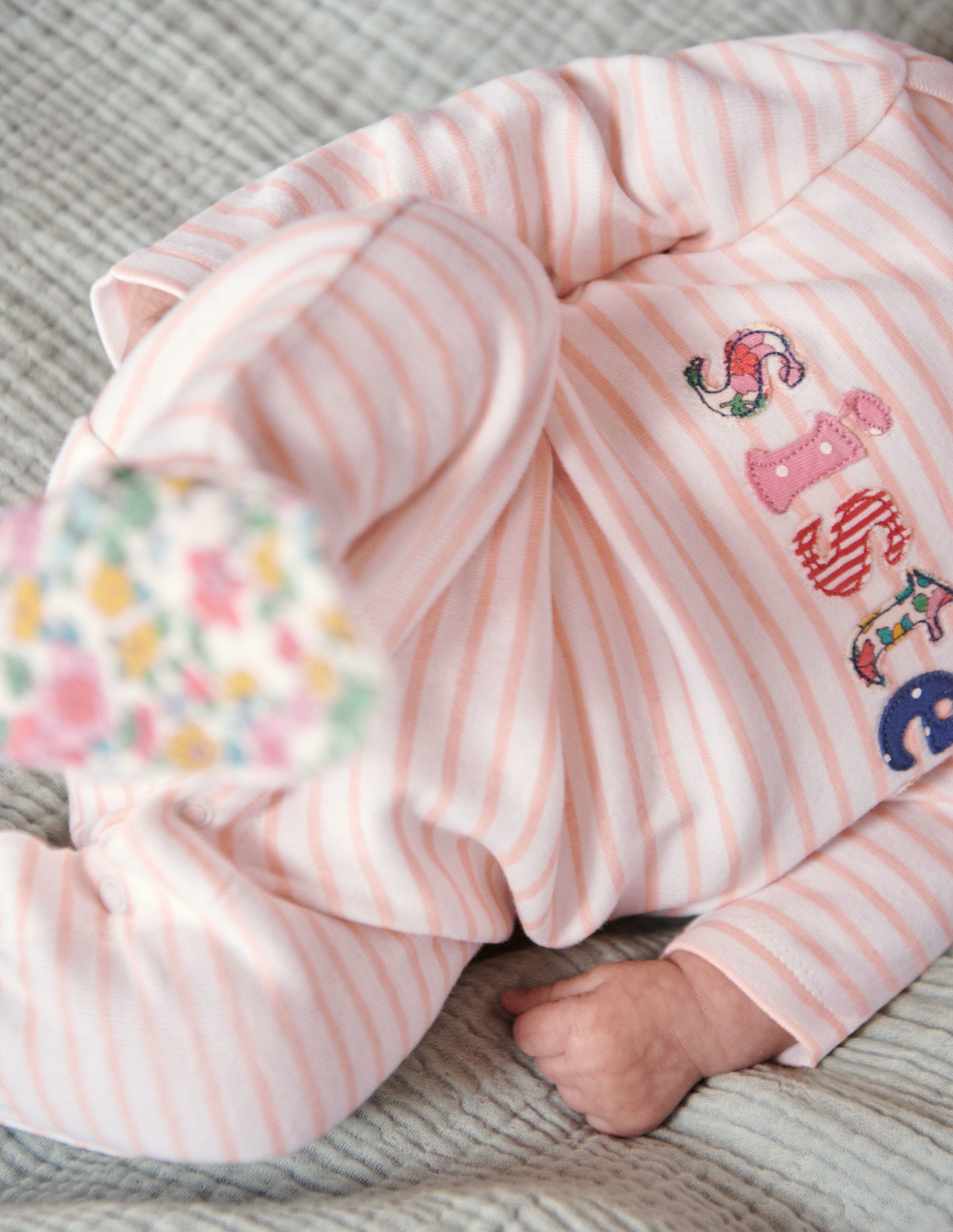 Sibling Sister Sleepsuit-Ivory/Provence Dusty Pink - Image 4
