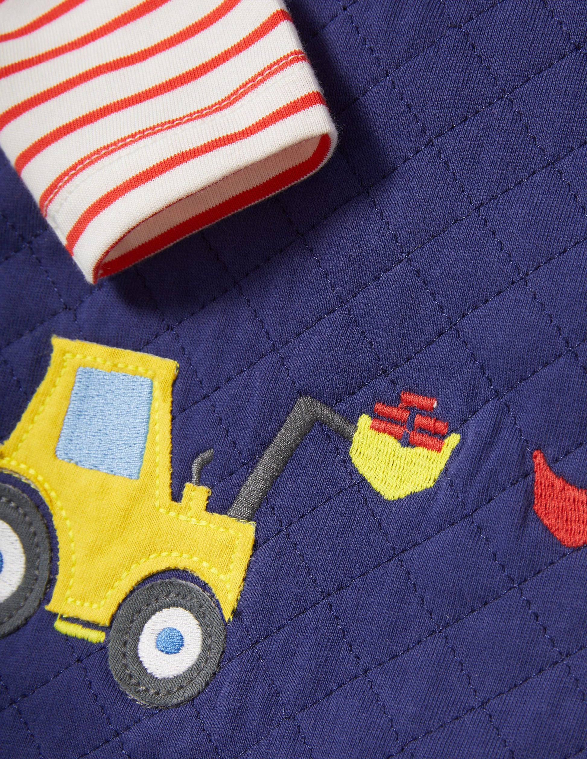 Quilted Dungaree Set-Starboard Blue Tractor-3