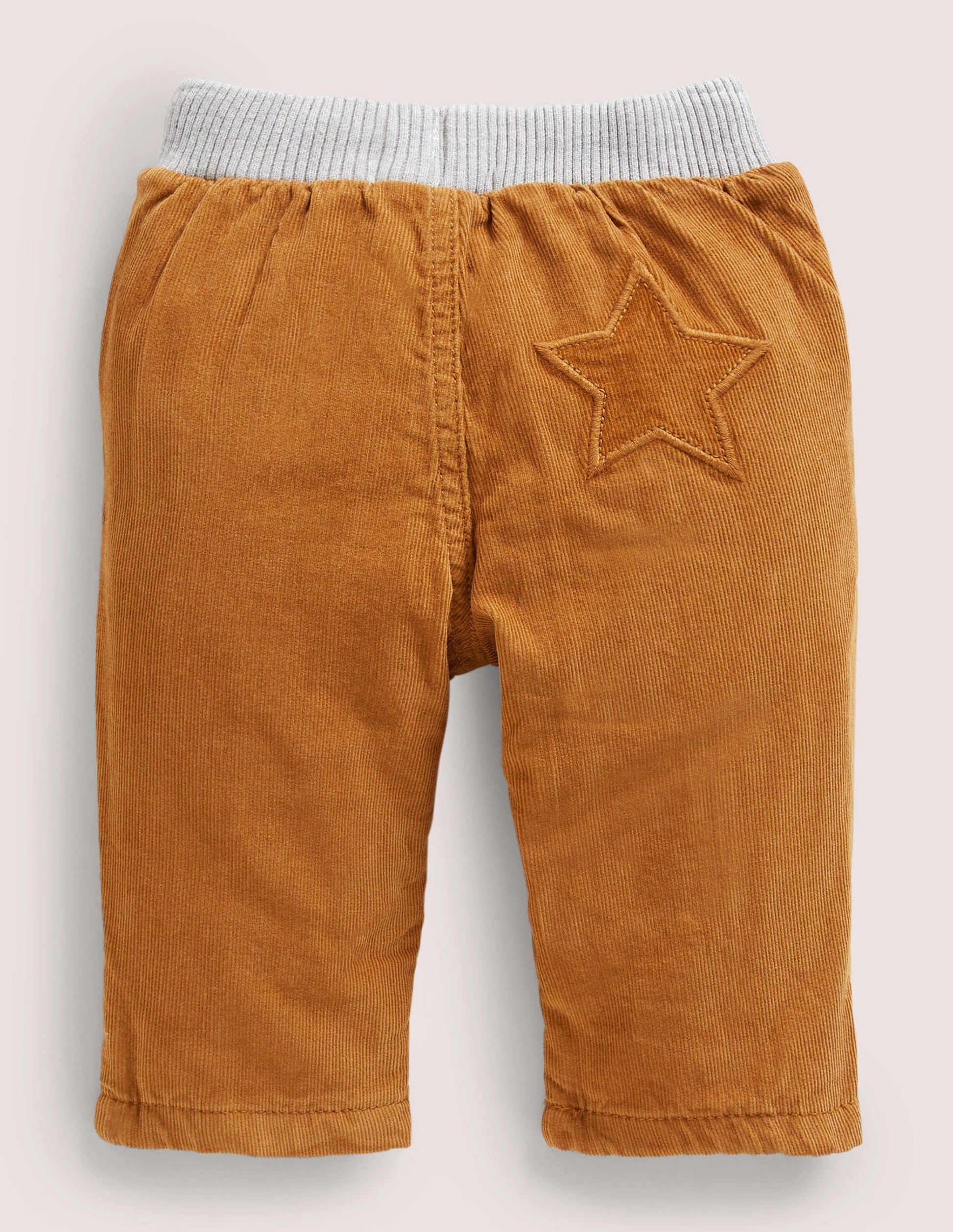 Jersey-lined Cord Trousers-Butterscotch Brown-2