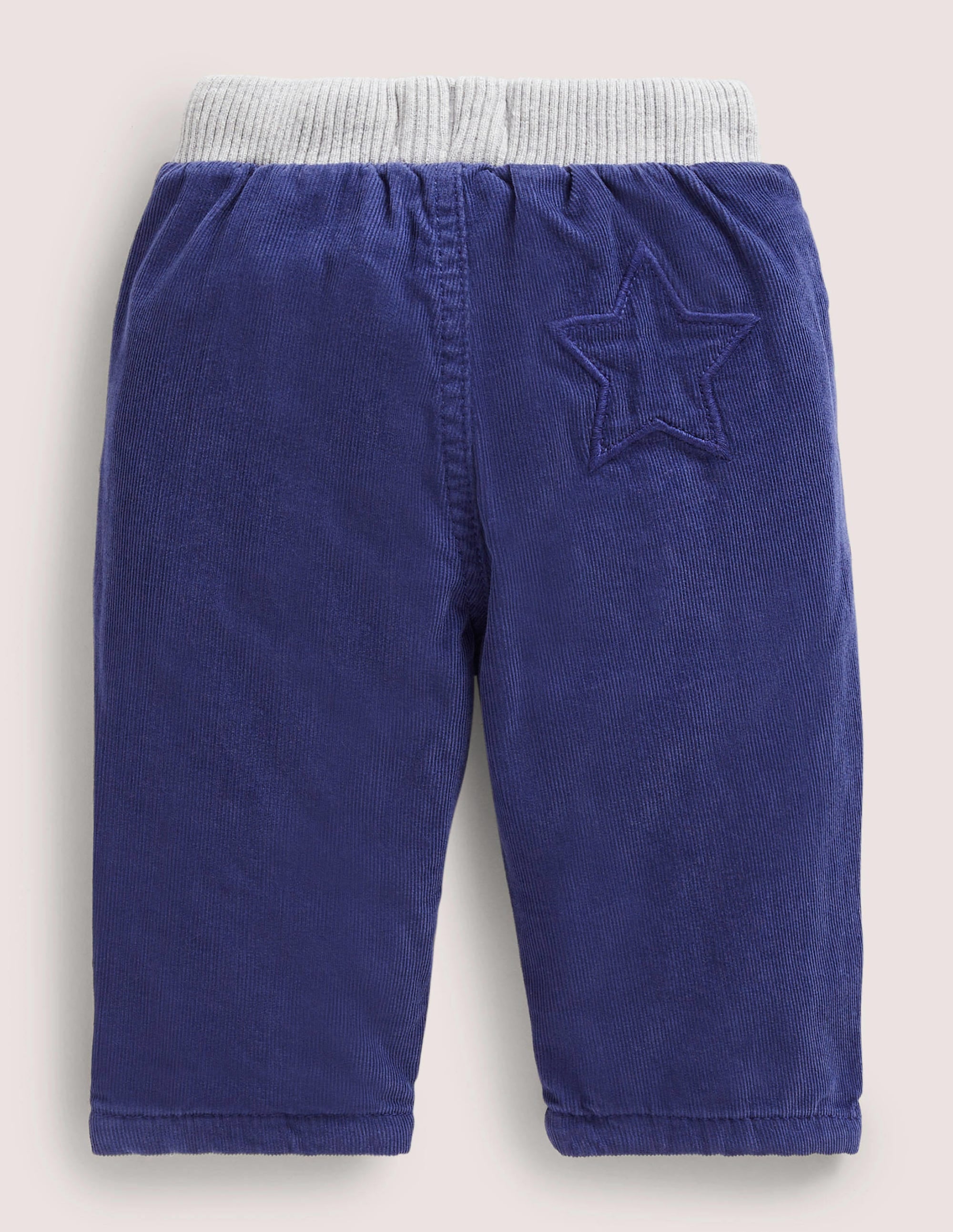 Blue Draw String Jersey-lined Corduroy Trousers-Starboard Blue - Image 2