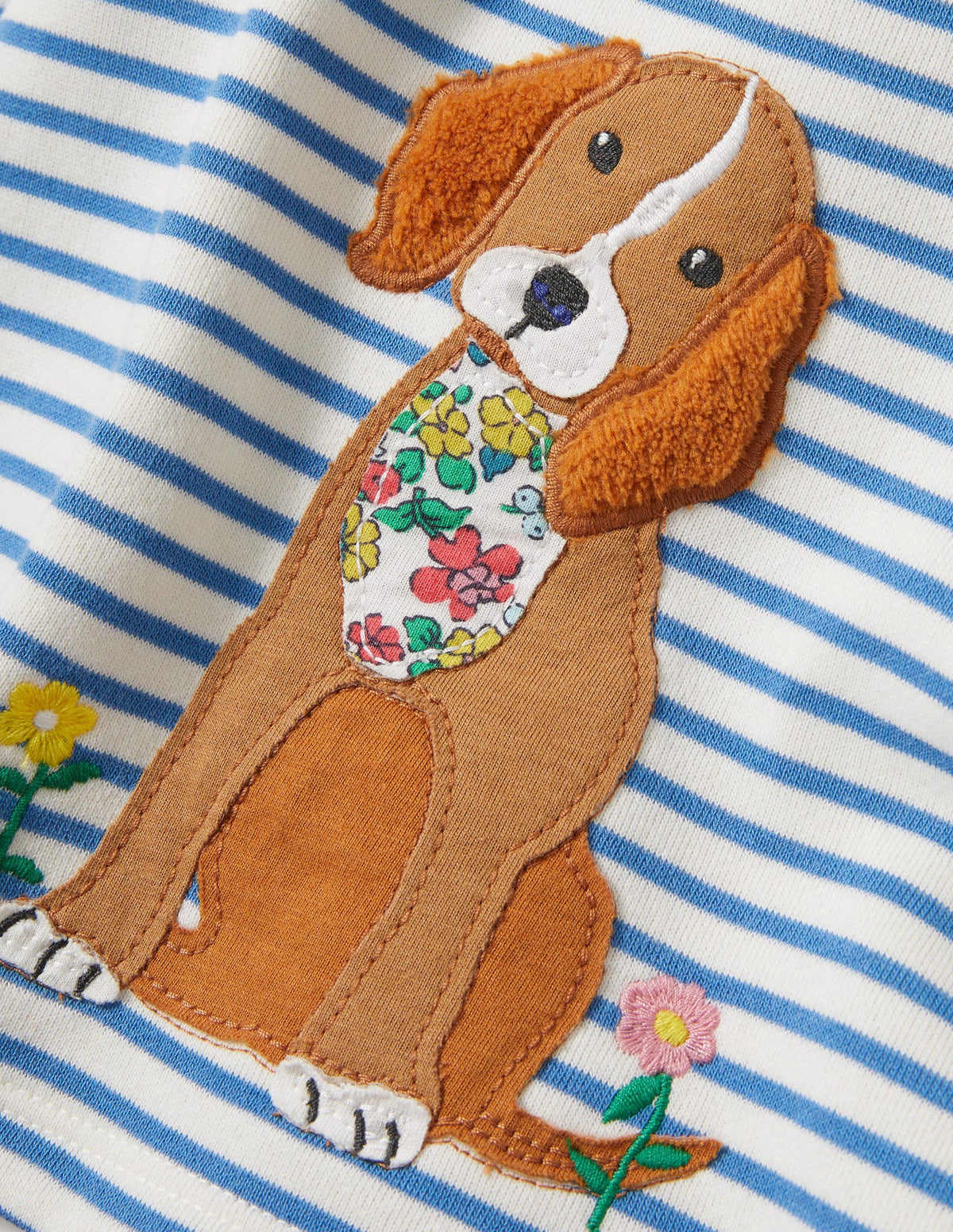 Appliqué Sweatshirt Dress-Ivory/Elizabethan Blue Dog - Image 3