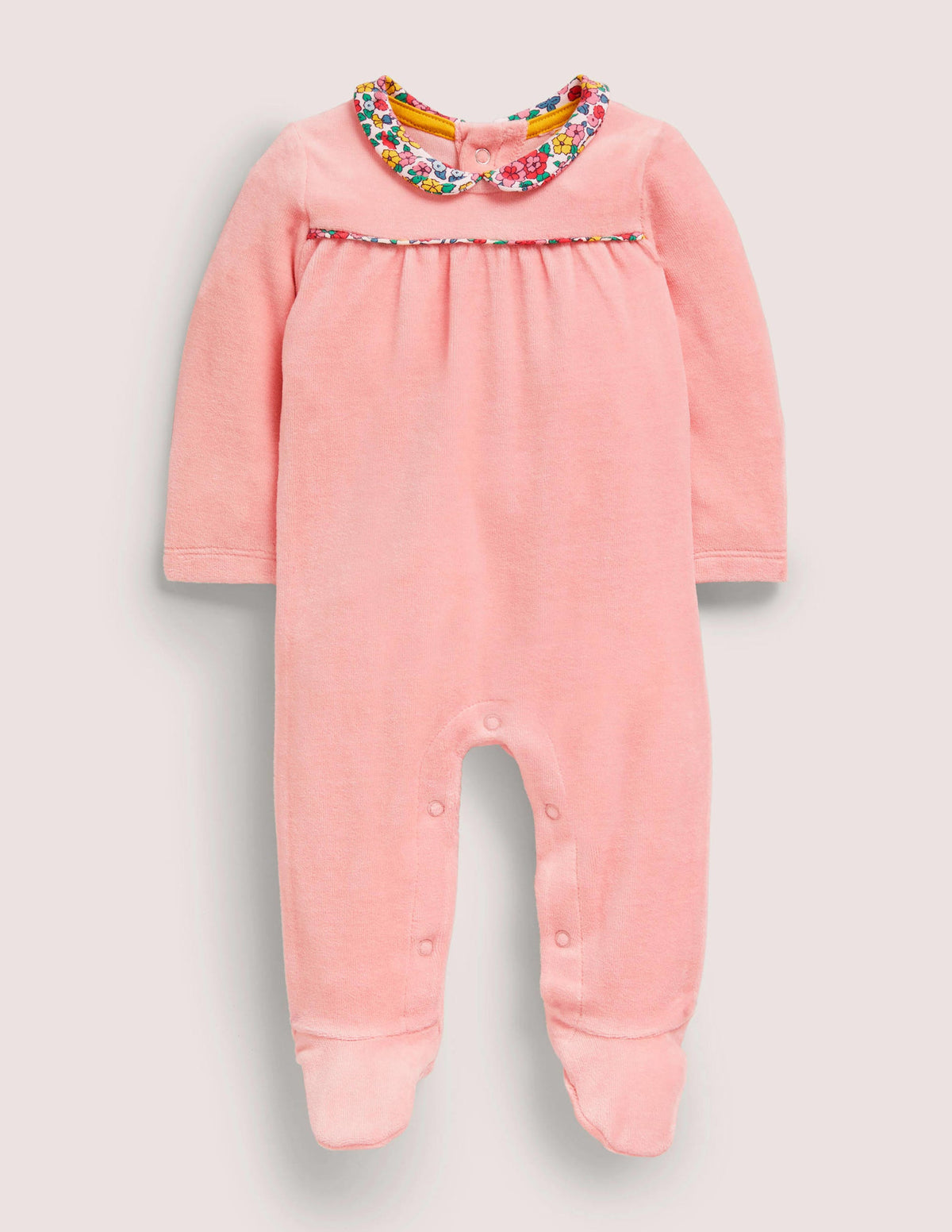 Velour Collared Sleepsuit-Boto Pink/Multi Posy-1