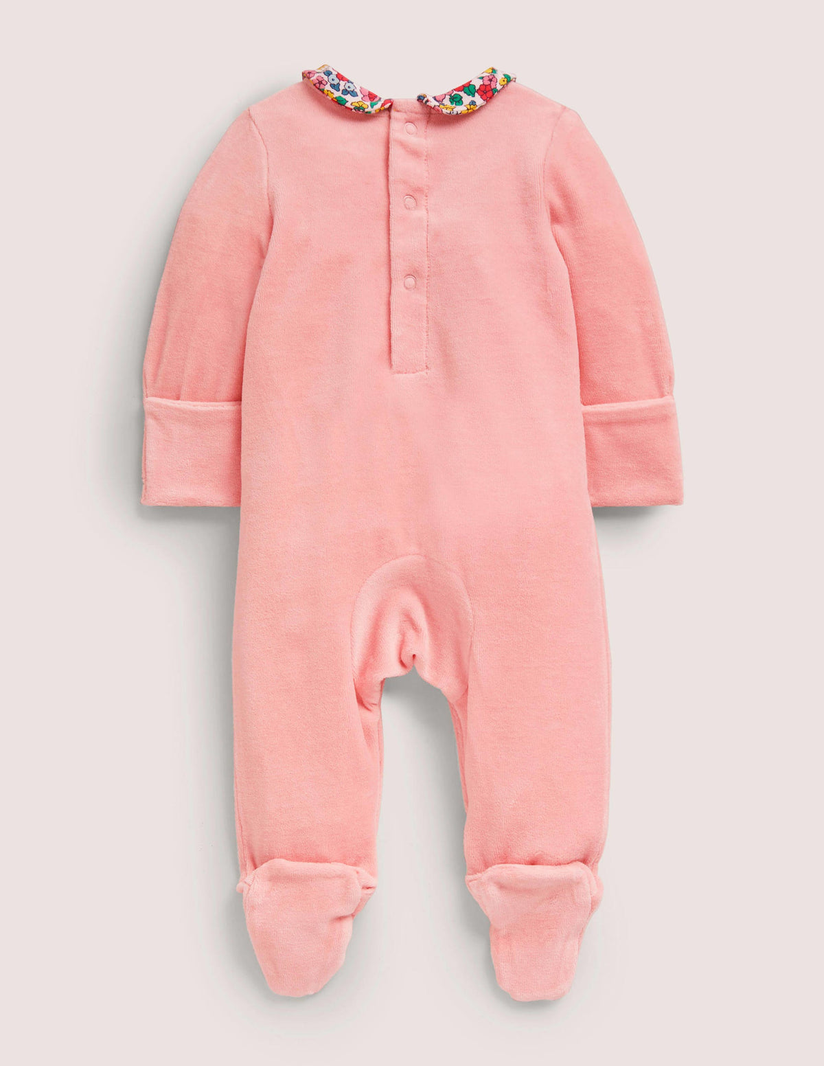 Velour Collared Sleepsuit-Boto Pink/Multi Posy-2