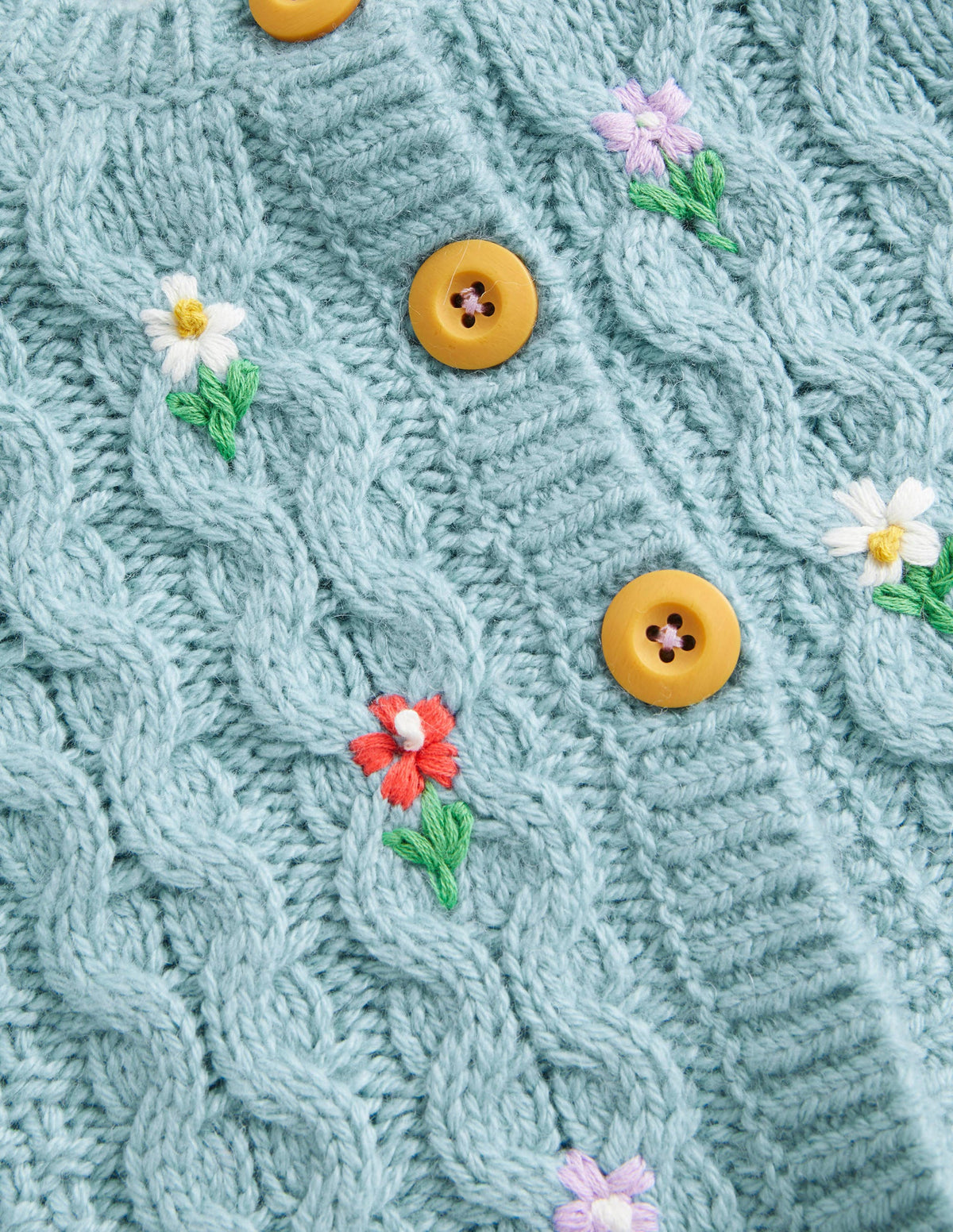 Cable Cardigan-Aqua Blue Floral-3