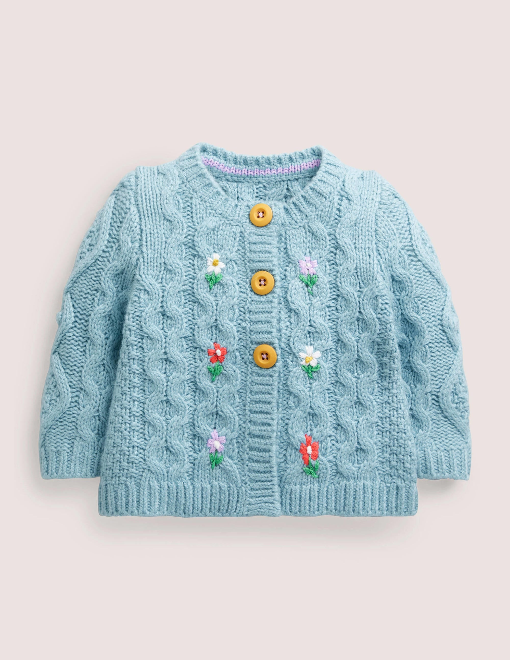 Cable Cardigan-Aqua Blue Floral - Image 1