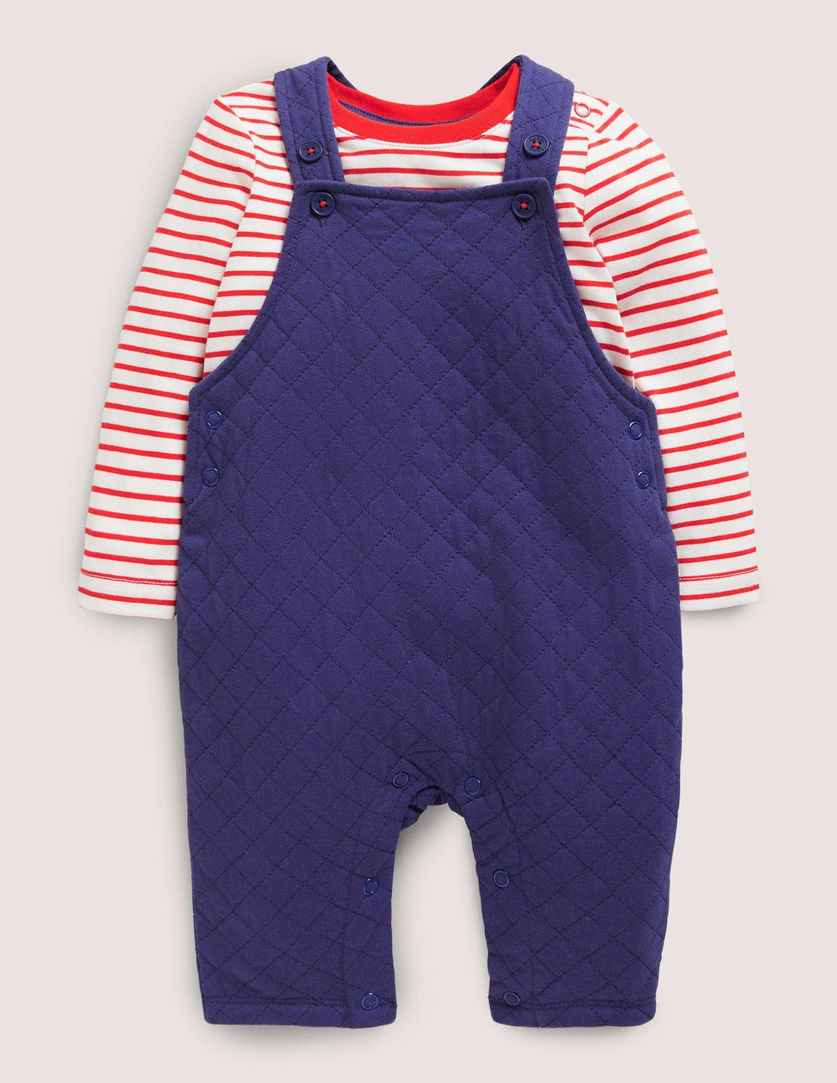 Quilted Dungaree Set-Starboard Blue-1