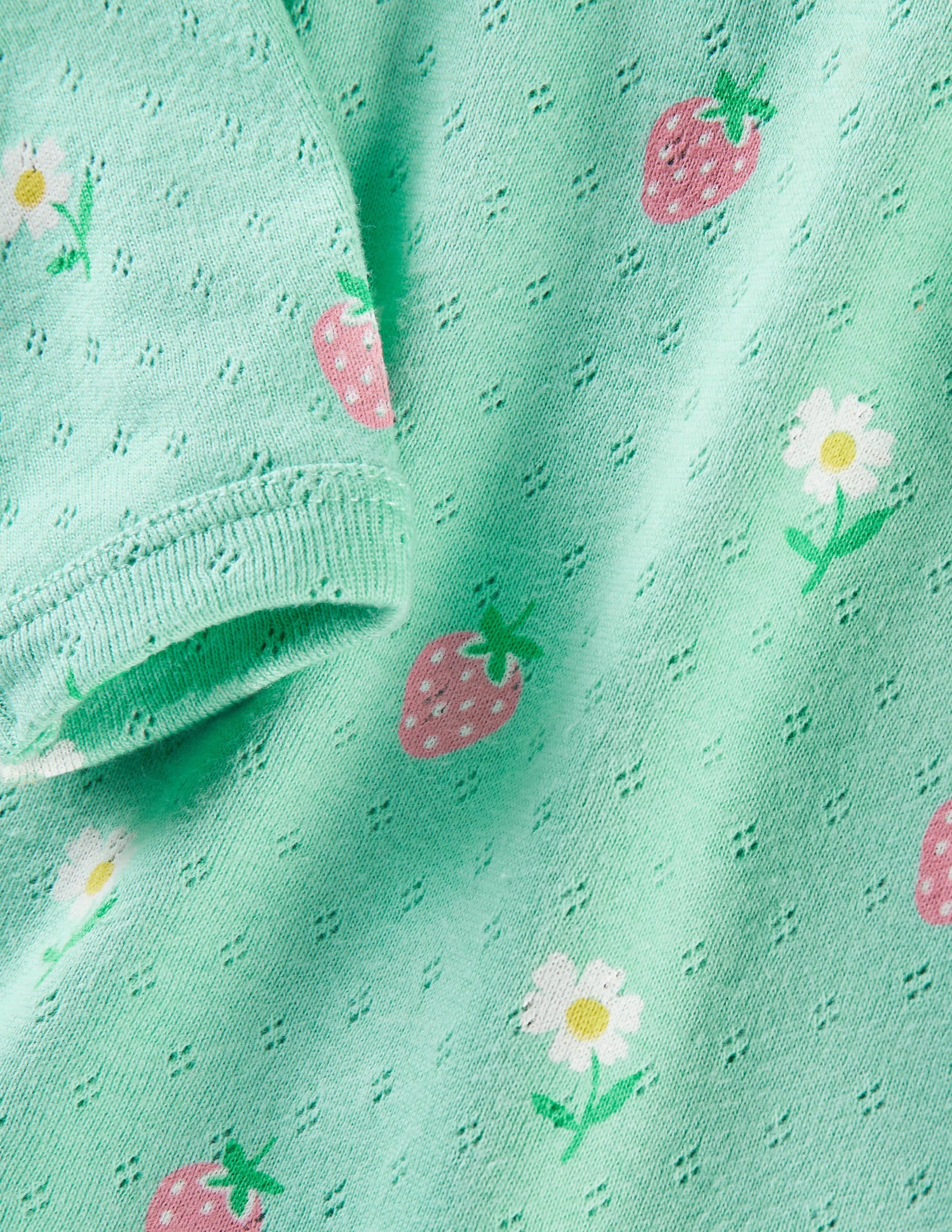 Baby Pointelle Body-Green Daisies/Strawberries - Image 3